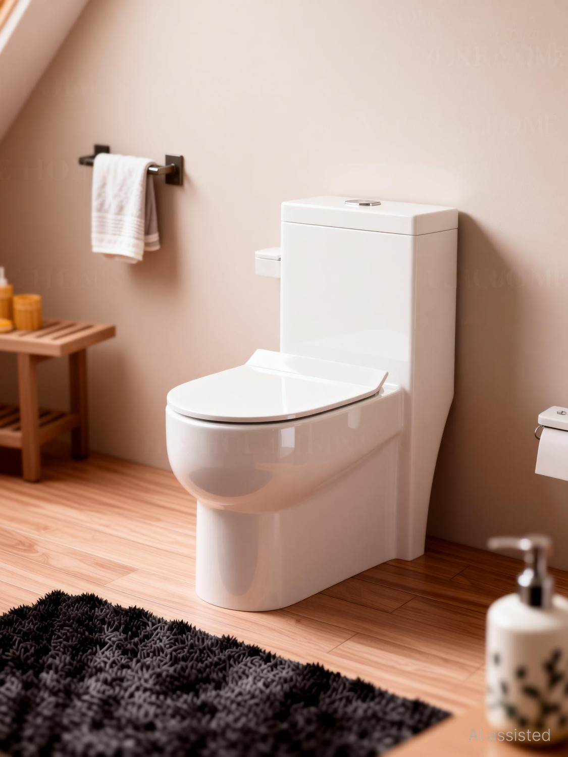 Image of LUXEHOME Space-Saving Modern Sleek Compact Design Commode with Water-Saving Dual Flush 1004 S Trap Floor Mounted One Piece Commode / Toilet With Soft Close Seat Cover Western Commode (White)