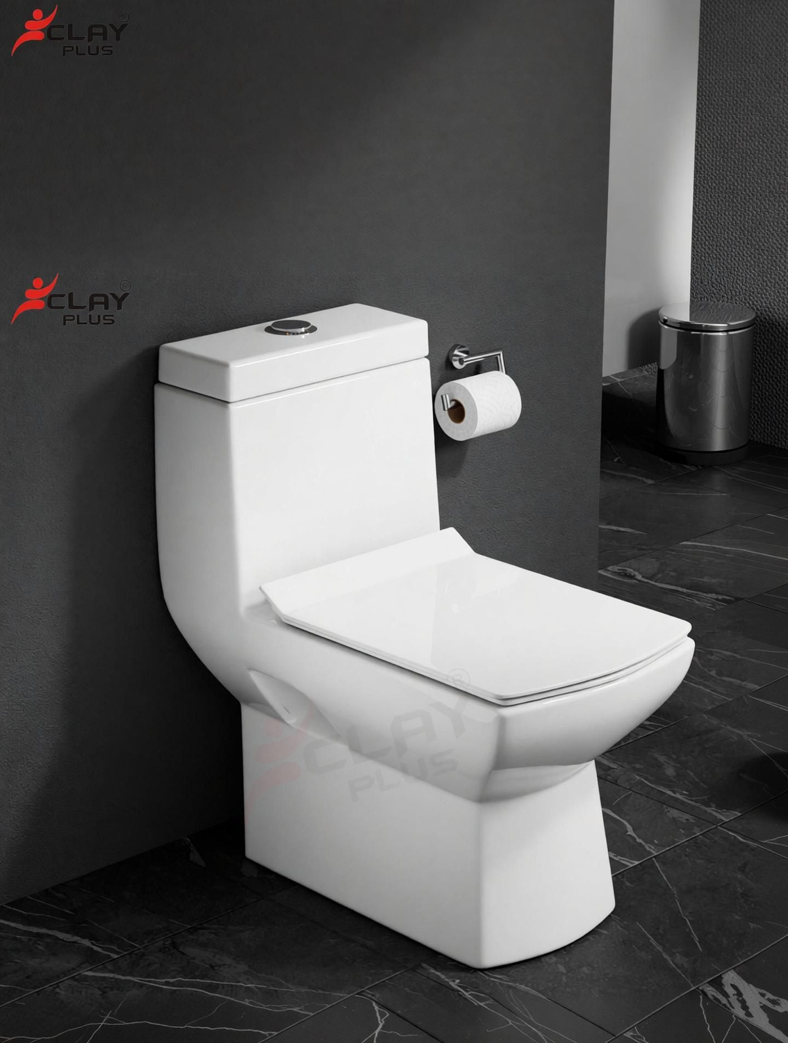 Image of clayplus Platinum Ceramic Western Toilet /Water Closet /Commode With Soft Close Toilet Seat PREMIUM GRADE FLOOR MOUNTED inchS inch TRAP ONE PIECE Western Commode