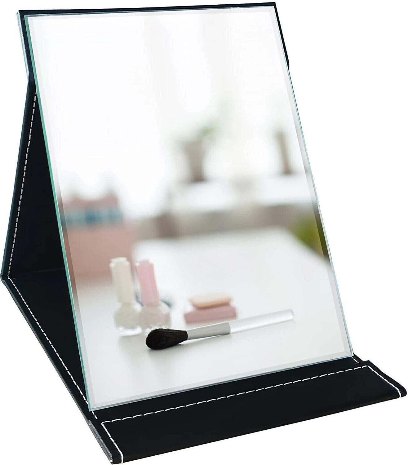 Image of olwick Folding Travel Mirror,PU Portable Adjustable Rectangular Ultrathin Makeup Mirror