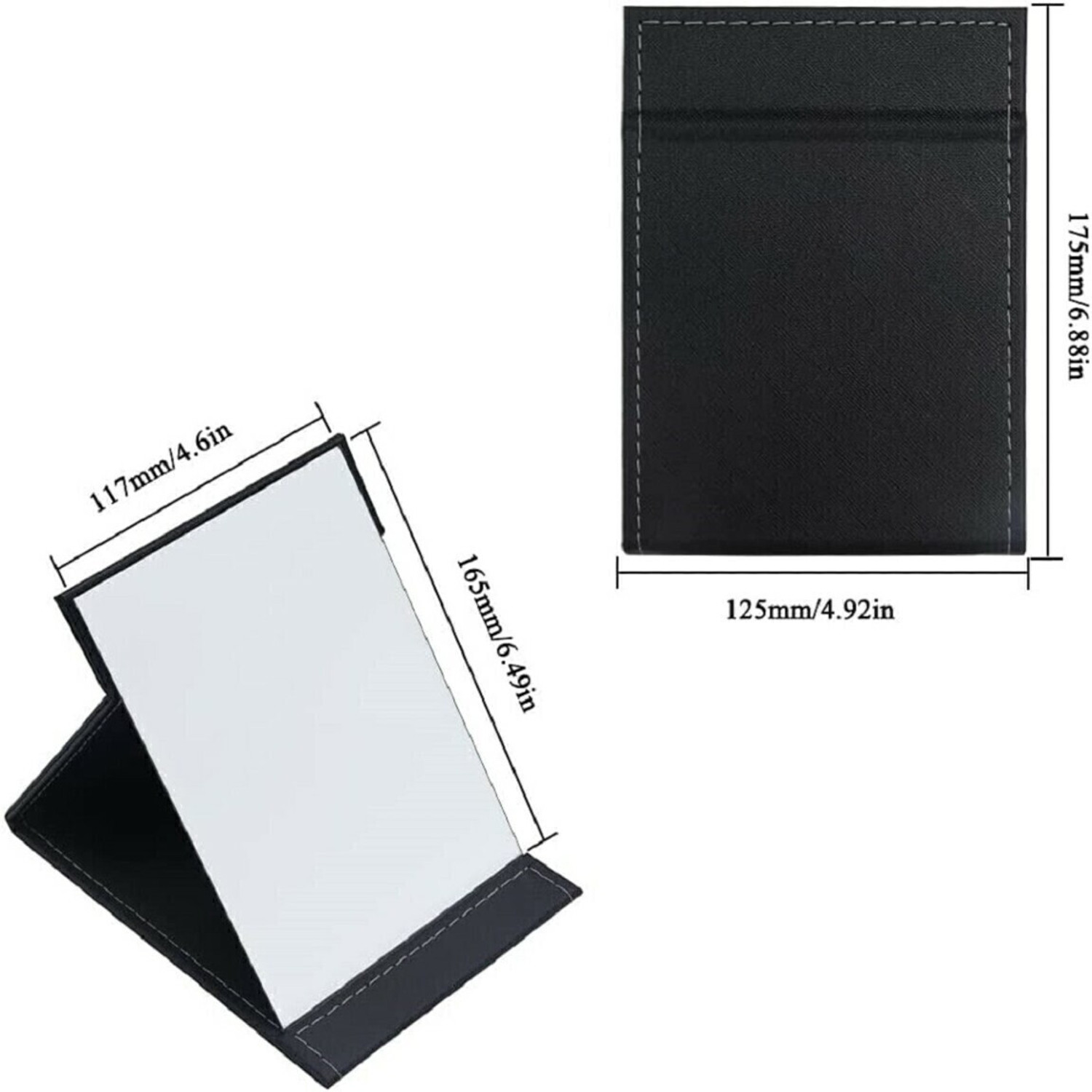 Image of olwick Folding Travel Mirror,PU Portable Adjustable Rectangular Ultrathin Makeup Mirror