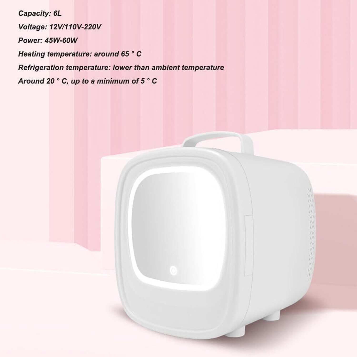 Image of HOUSE OF QUIRK 6L Beauty Mini Fridge Skincare Refrigerator with Touch Screen Led Skin Care Makeup Mirror Cosmetics Beverage Babyfood, Bedroom, Car use (White) 6 L Compact Refrigerator