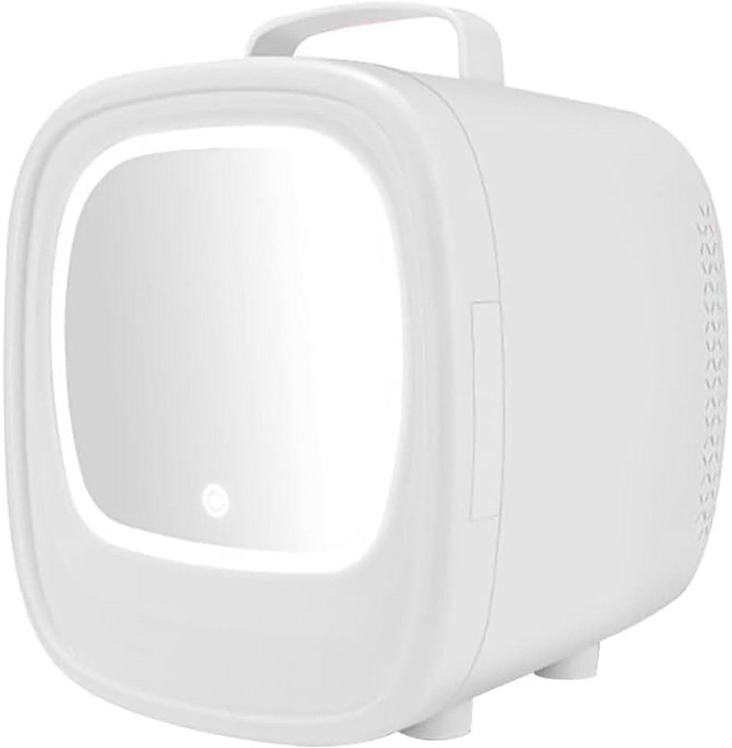 Image of HOUSE OF QUIRK 6L Beauty Mini Fridge Skincare Refrigerator with Touch Screen Led Skin Care Makeup Mirror Cosmetics Beverage Babyfood, Bedroom, Car use (White) 6 L Compact Refrigerator