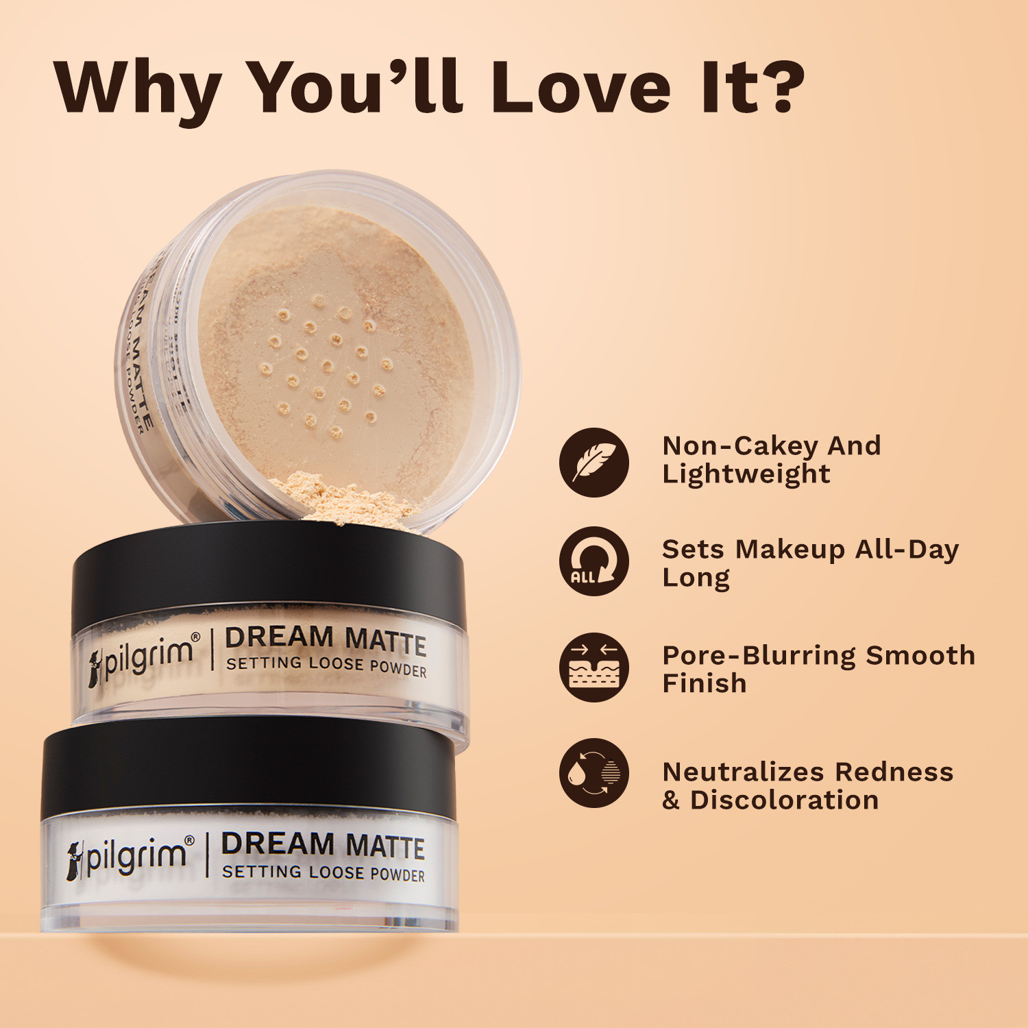 Image of Pilgrim Setting Loose Powder Instant Oil Control Non-cakey & Flawless Finish Compact