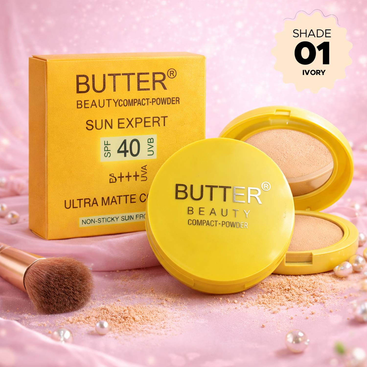 Butter Beauty Sun Expert Ultra Matte Compact Powder SPF 40 with UVA & UVB Protection Compact
