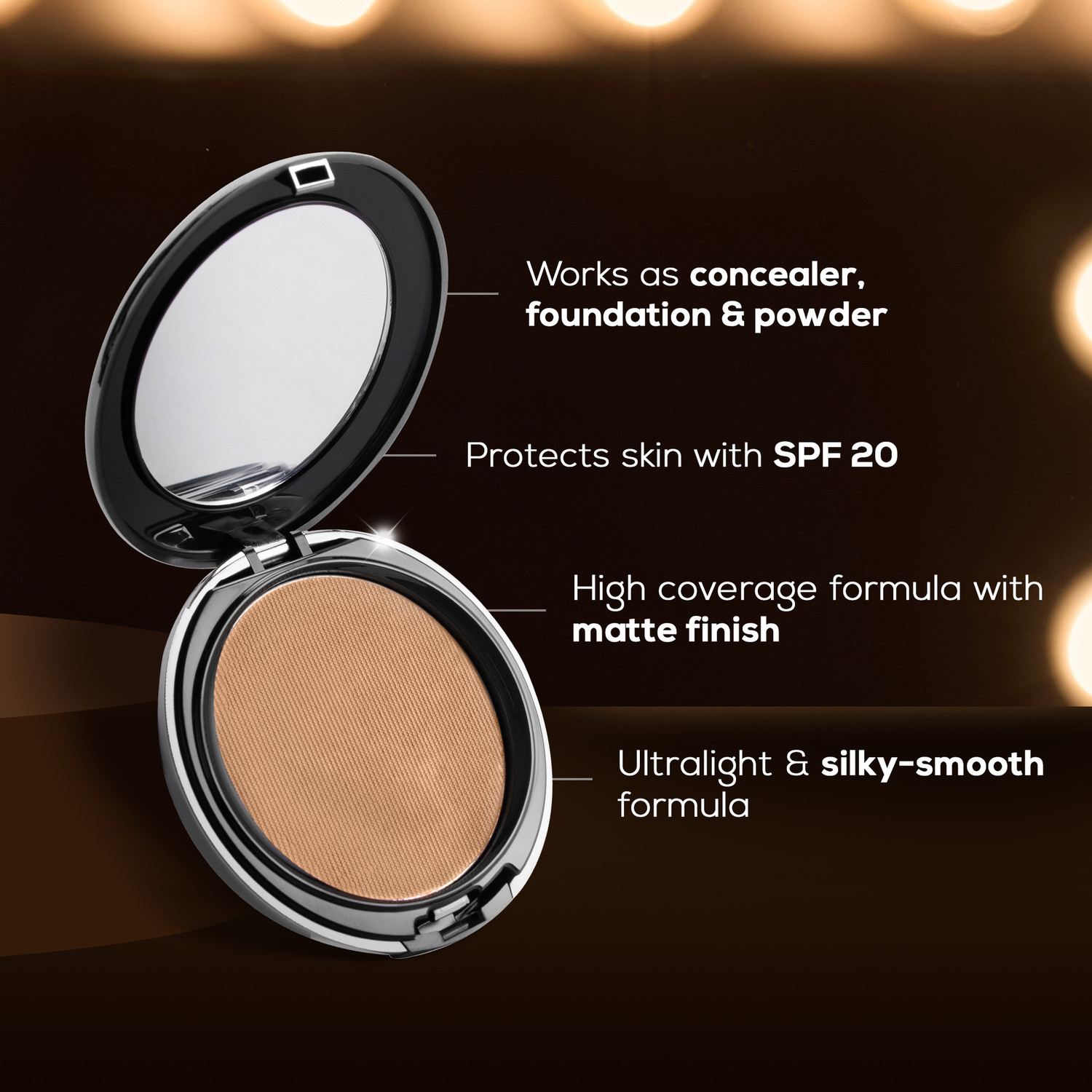 Image of Renee HD 3-in-1 Compact, High Coverage, Matte Finish, SPF 20, Vitamin E & Aloe Vera Compact