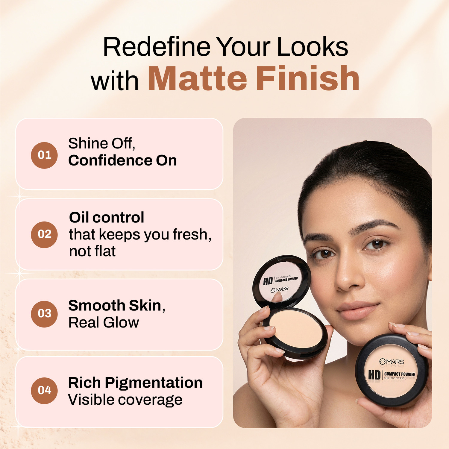 Image of MARS HD Mattifying Powder Oil Control & Long Lasting Finish Compact
