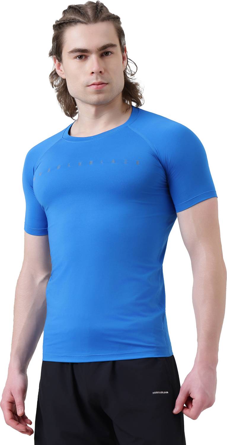 MUSCLEBLAZE Compression Muscle Tee Half Sleeve, Superman Blue Men