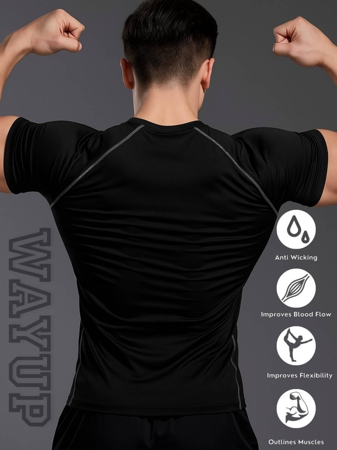 Gym Hound Men Boat Neck Black T-Shirt - Image 2