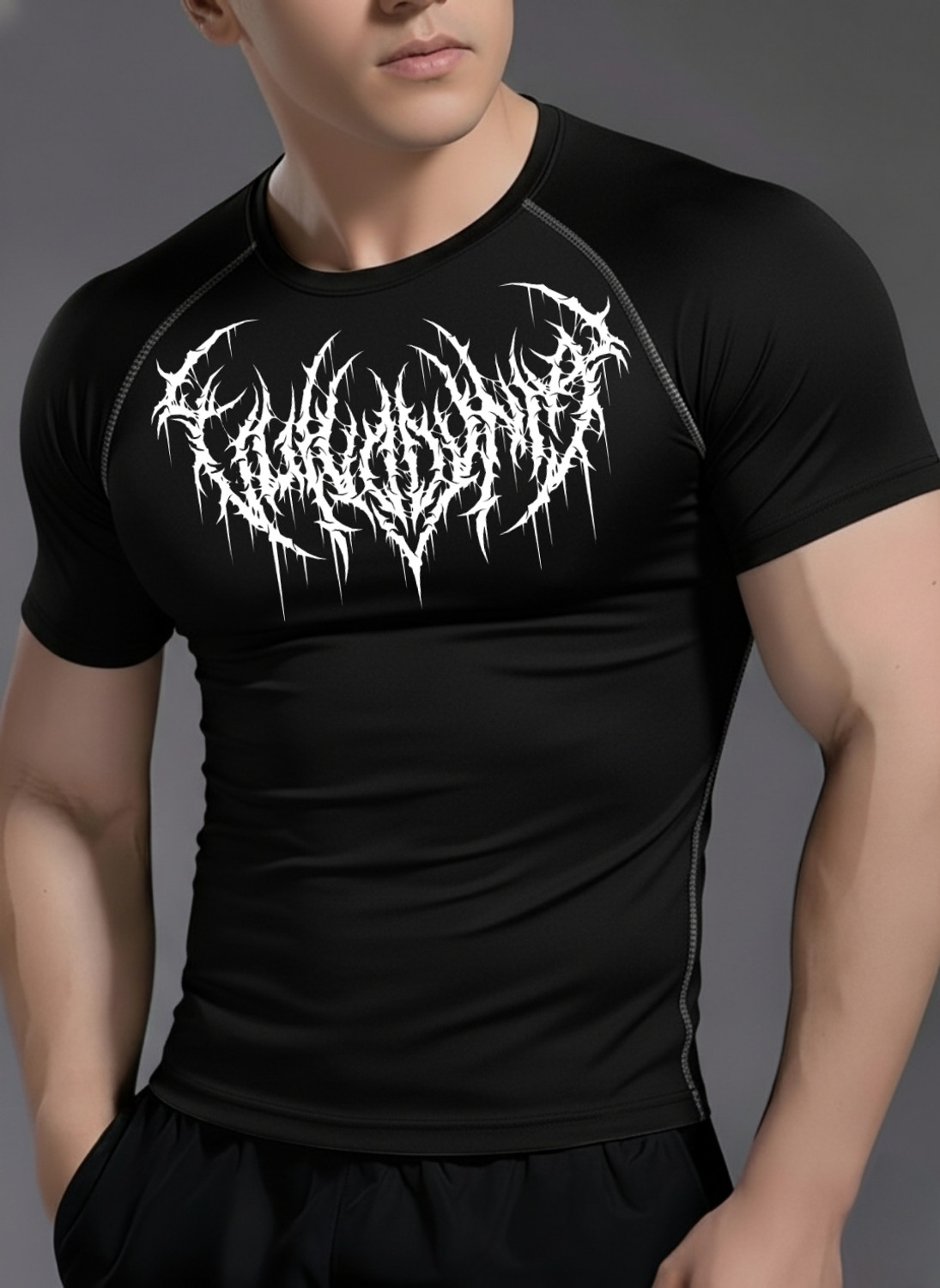 Image of Gym Hound Graphic Print Men Round Neck Black T-Shirt