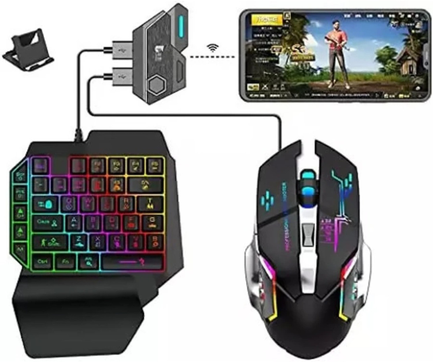 Image of FROH Bluetooth Gaming Keyboard Mouse Convertor For Smartphone 5 in 1 Mobile Game Combo Set Designed for Gaming