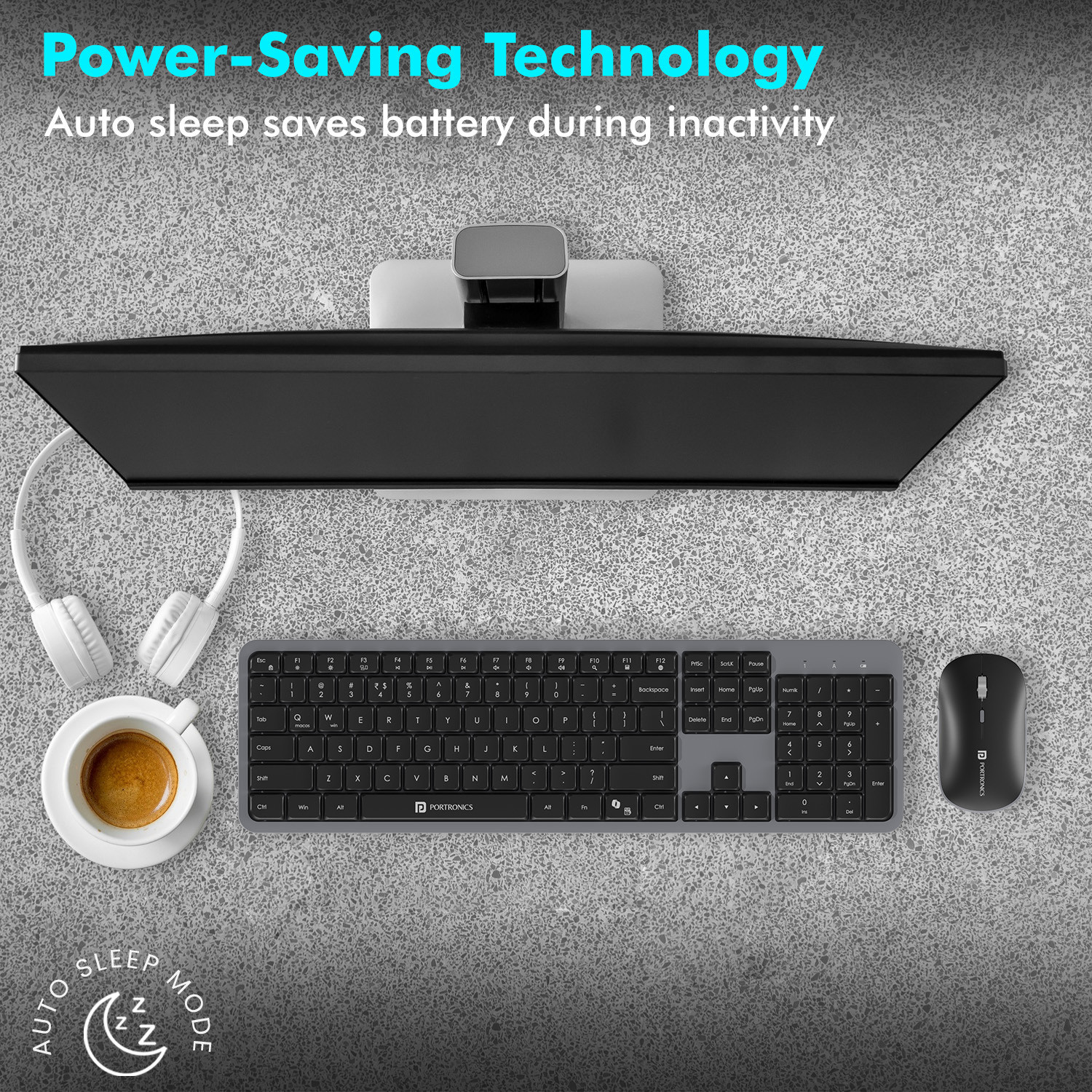 Image of Portronics Key4 Combo Full-Size Wireless Keyboard & Mouse Combo with Numpad,2.4Ghz Receiver Combo Set