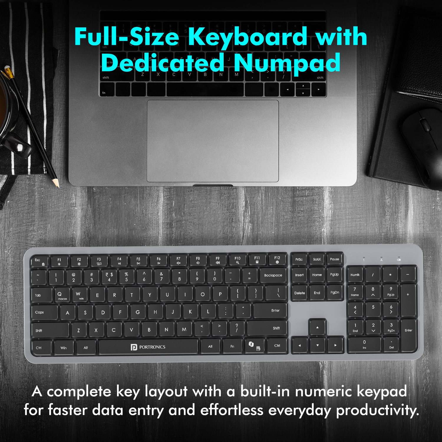 Image of Portronics Key4 Combo Full-Size Wireless Keyboard & Mouse Combo with Numpad,2.4Ghz Receiver Combo Set