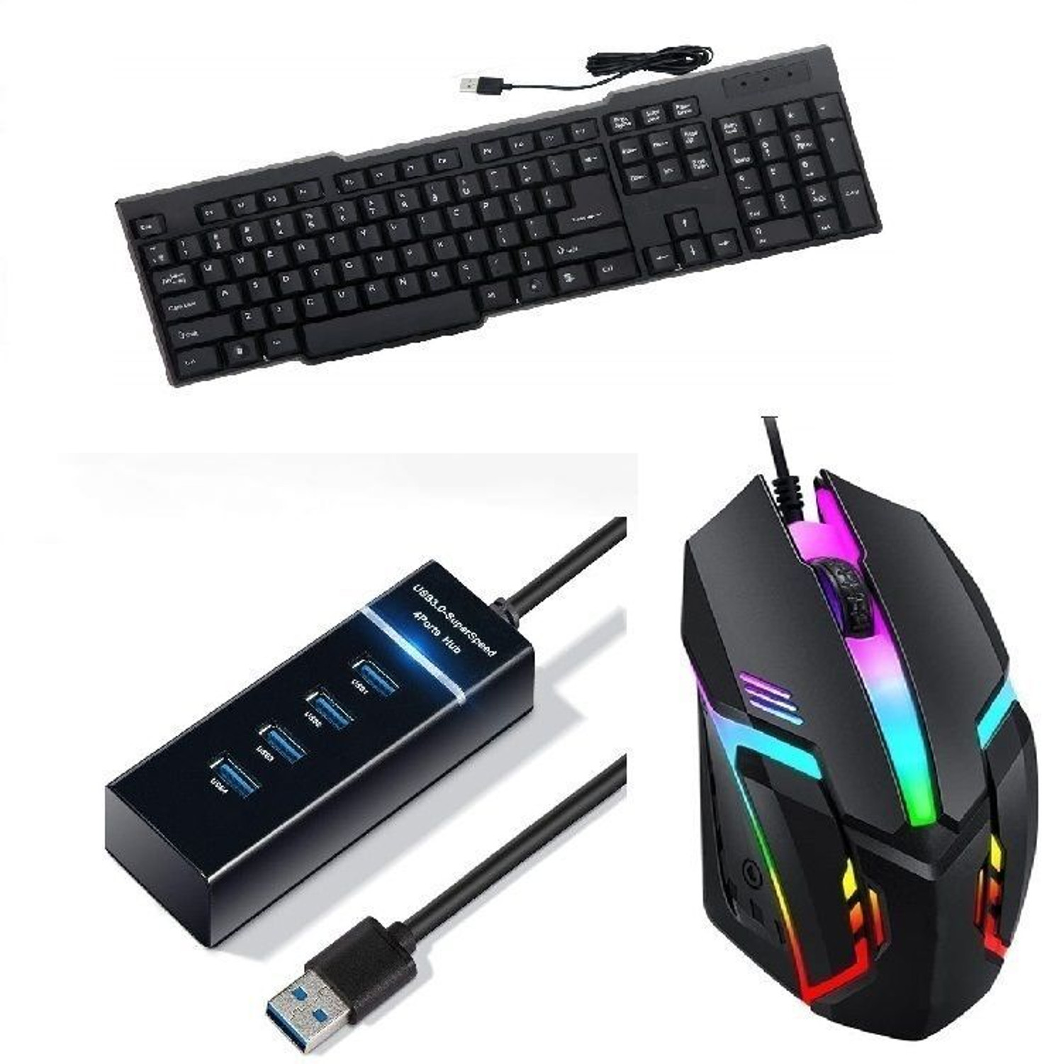 Image of Di Innovating Technology di 3 combo ( usb hub, RGB mouse, keyboard) Combo Set Designed for Gaming