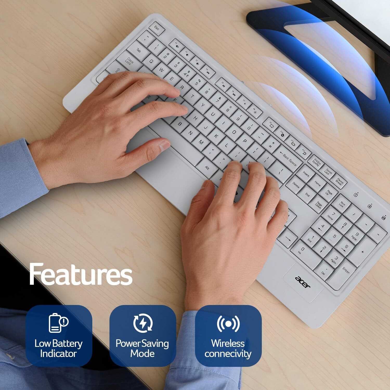 Image of Acer PalmEase, Wireless Keyboard & Mouse Combo with Palm Rest Combo Set