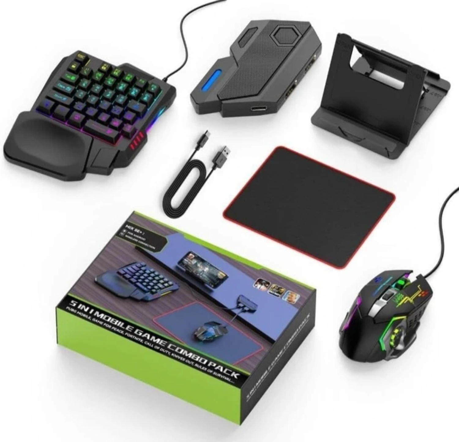 Image of FROH Bluetooth Gaming Keyboard Mouse Convertor For Smartphone 5 in 1 Mobile Game Combo Set Designed for Gaming