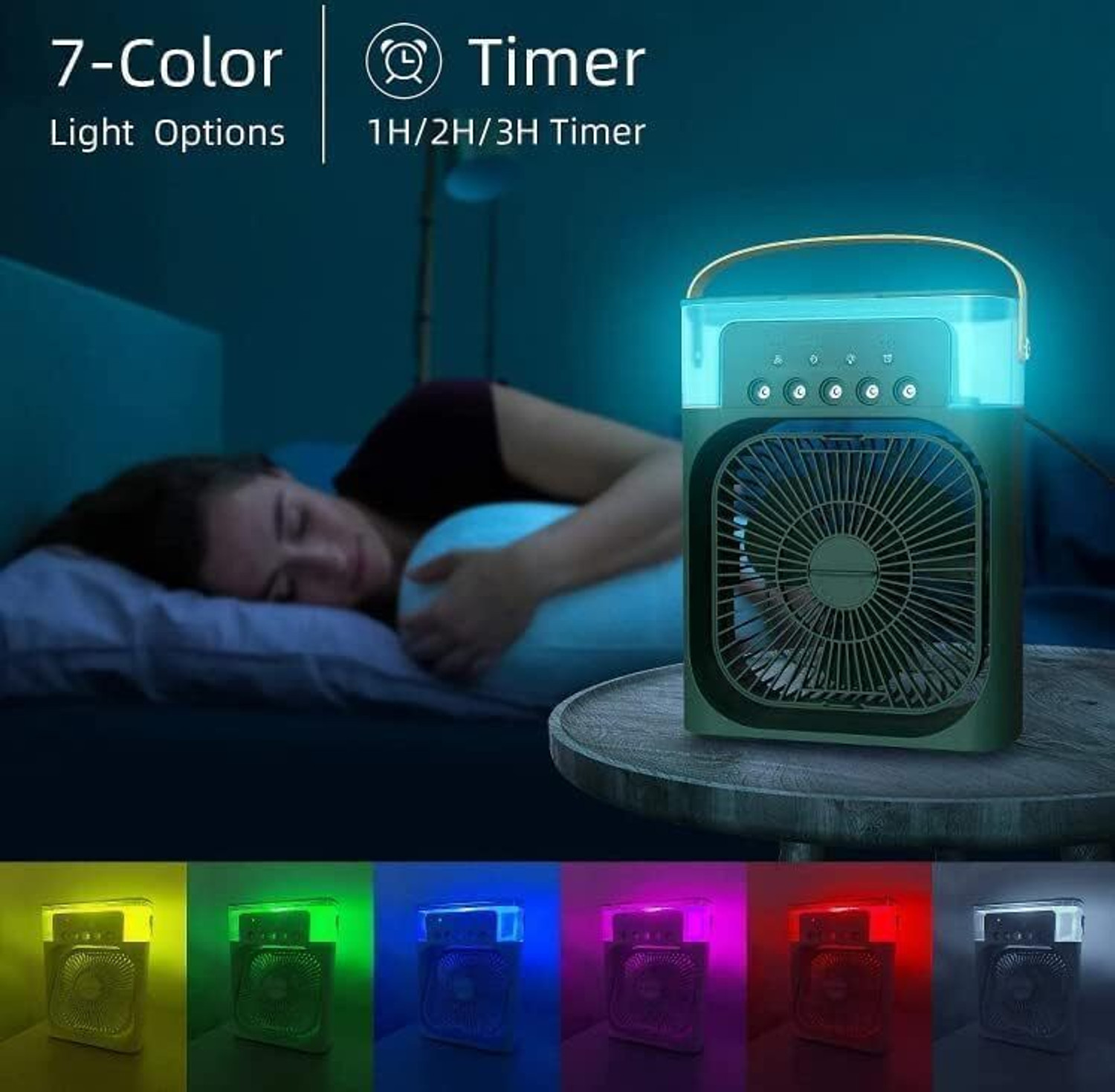 Image of Lipzie Mini Personal Air Cooler - USB Rechargeable Portable AC Fan with 3 Spray Modes USB Fan