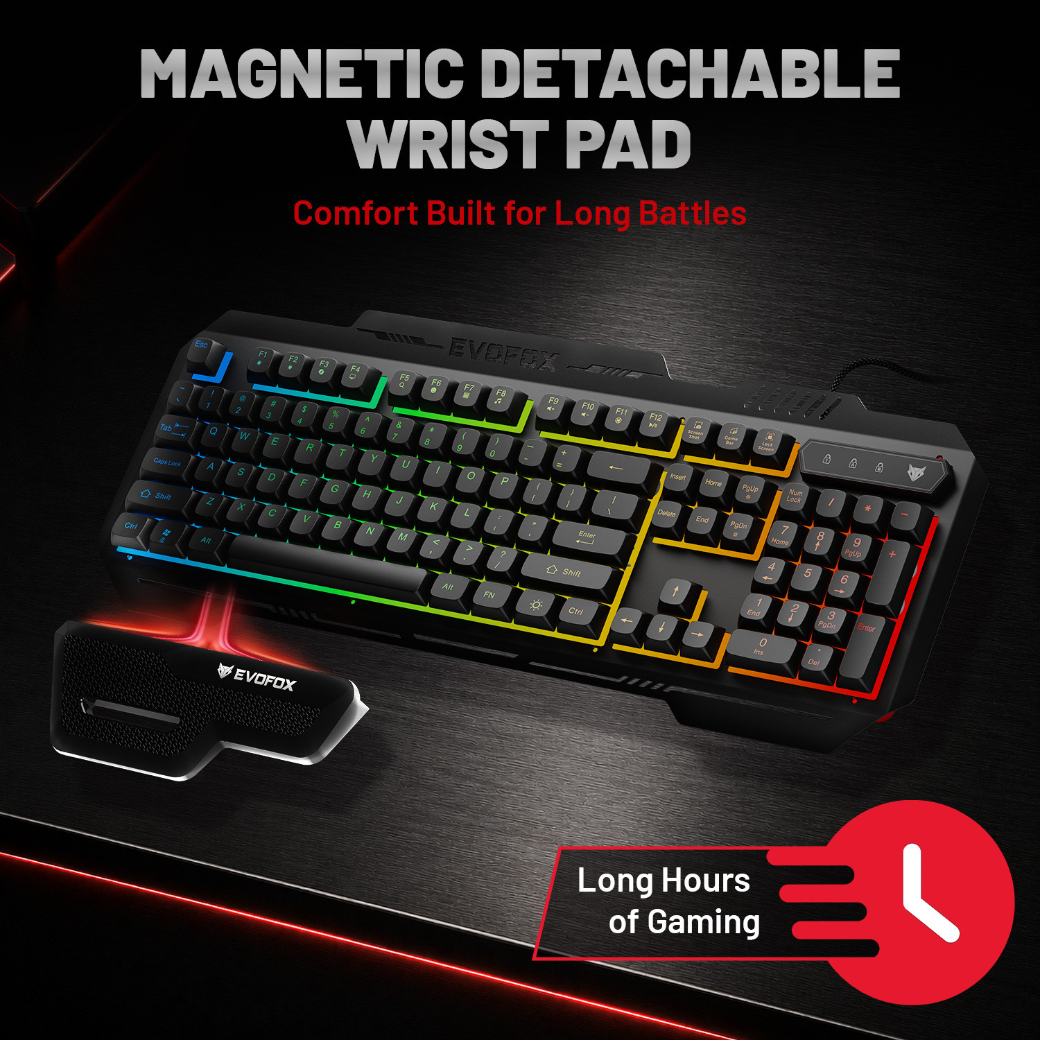 Image of EVOFOX Warhammer 2 Semi-Mechanical Wired Keyboard & Mouse, Magnetic Wrist Pad, 7200 DPI Combo Set Designed for Gaming