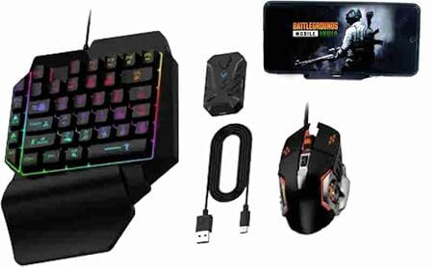 Image of ADVANCE GADGETS Bluetooth Gaming Keyboard Mouse Convertor For Smartphone 4 in 1 Combo Combo Set Designed for Gaming