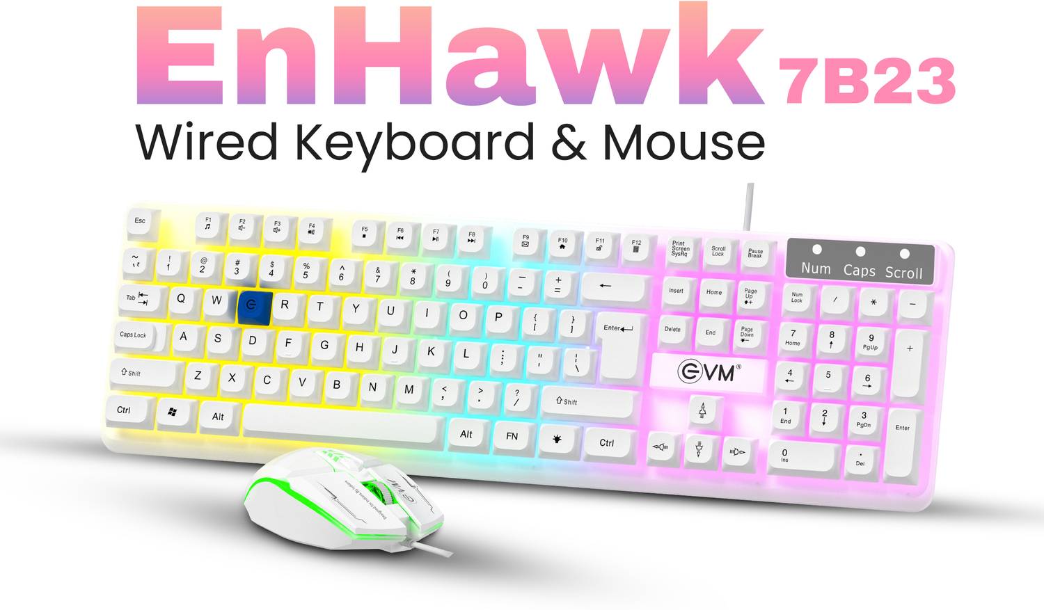 EVM EnHawk WDKM-315 Gaming Combo Set White - Image 2