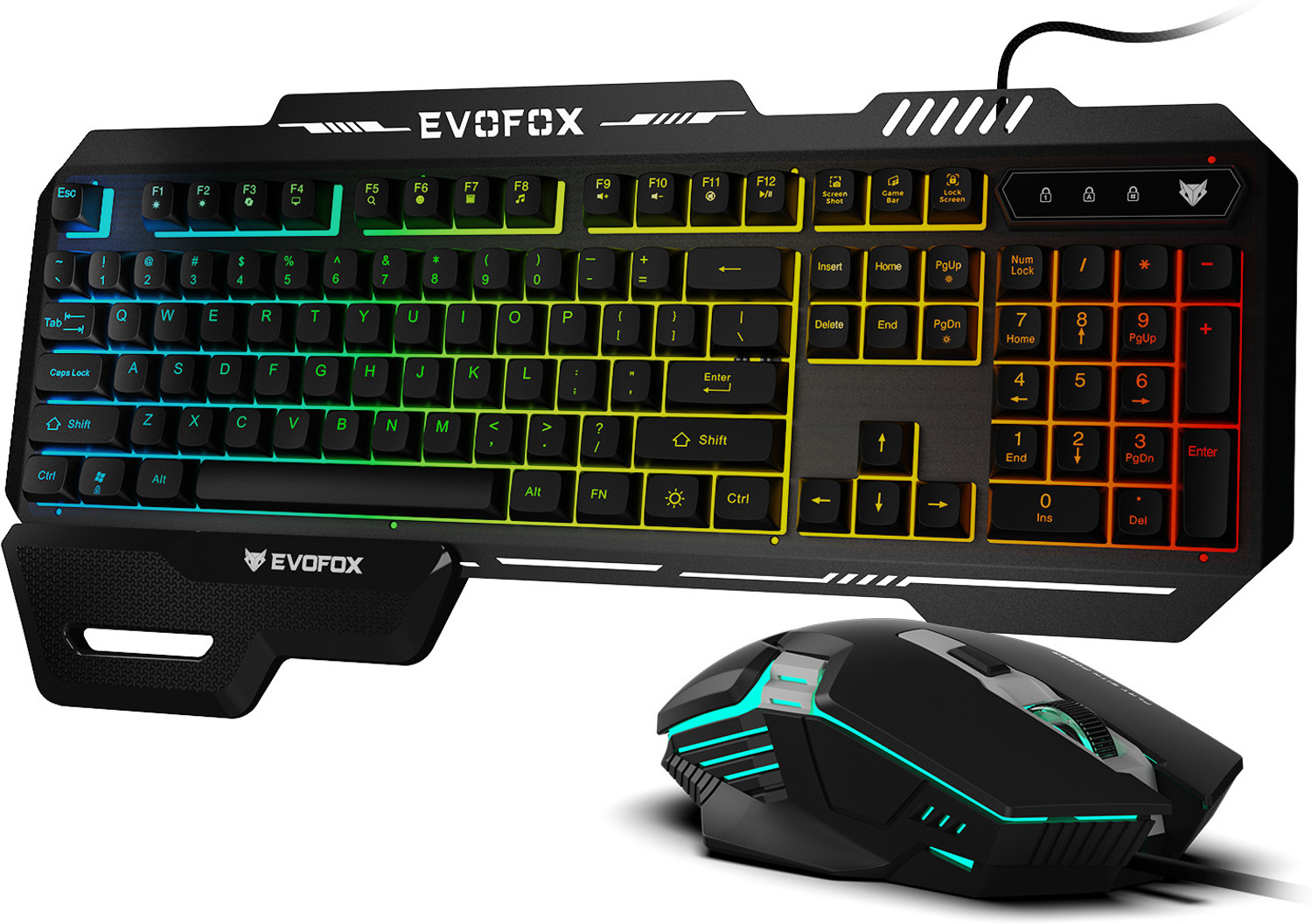 Image of EVOFOX Warhammer 2 Semi-Mechanical Wired Keyboard & Mouse, Magnetic Wrist Pad, 7200 DPI Combo Set Designed for Gaming