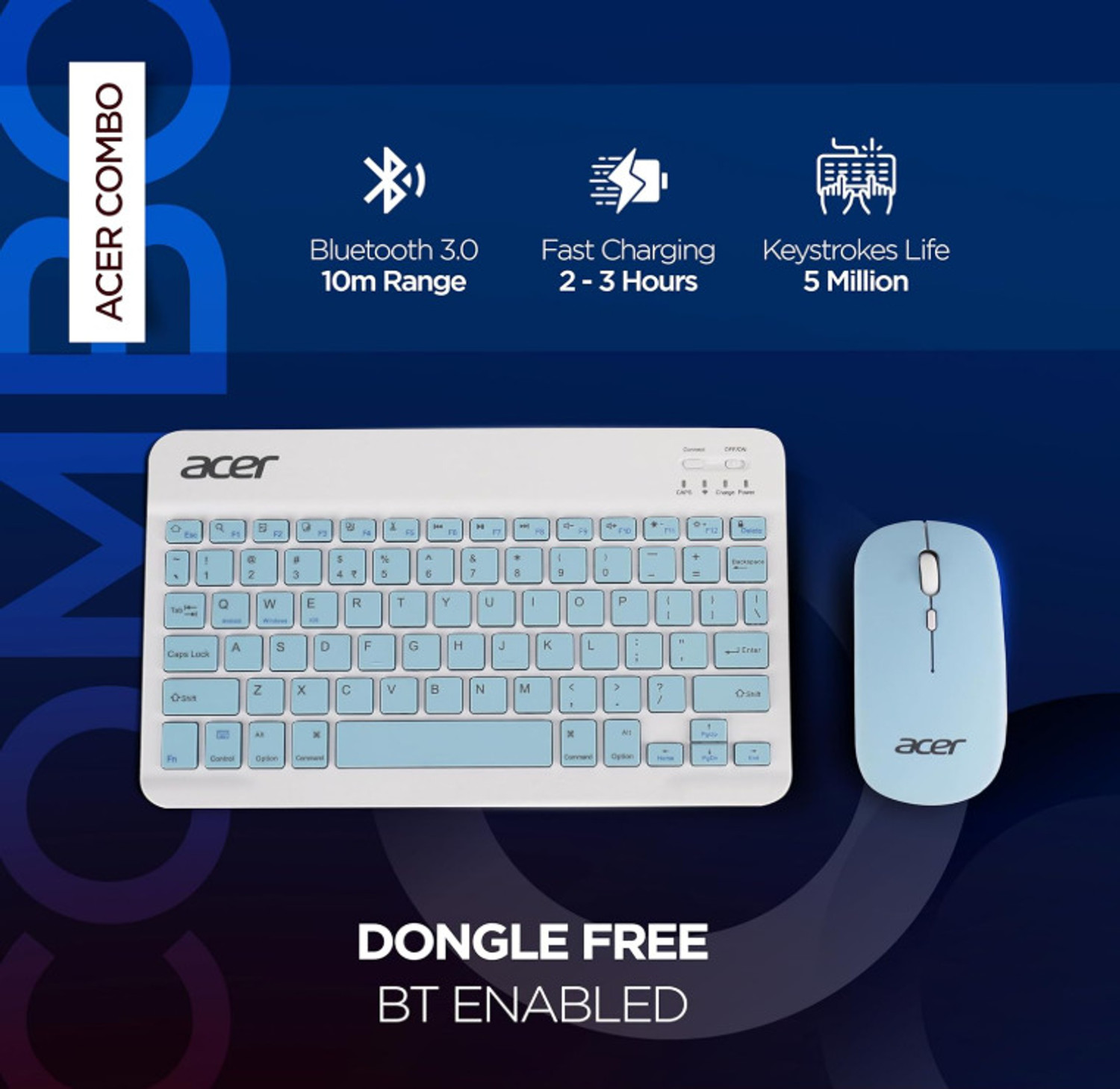 Image of Acer Nano Pad Rechargeable Bluetooth Keyboard & Mouse Combo Combo Set