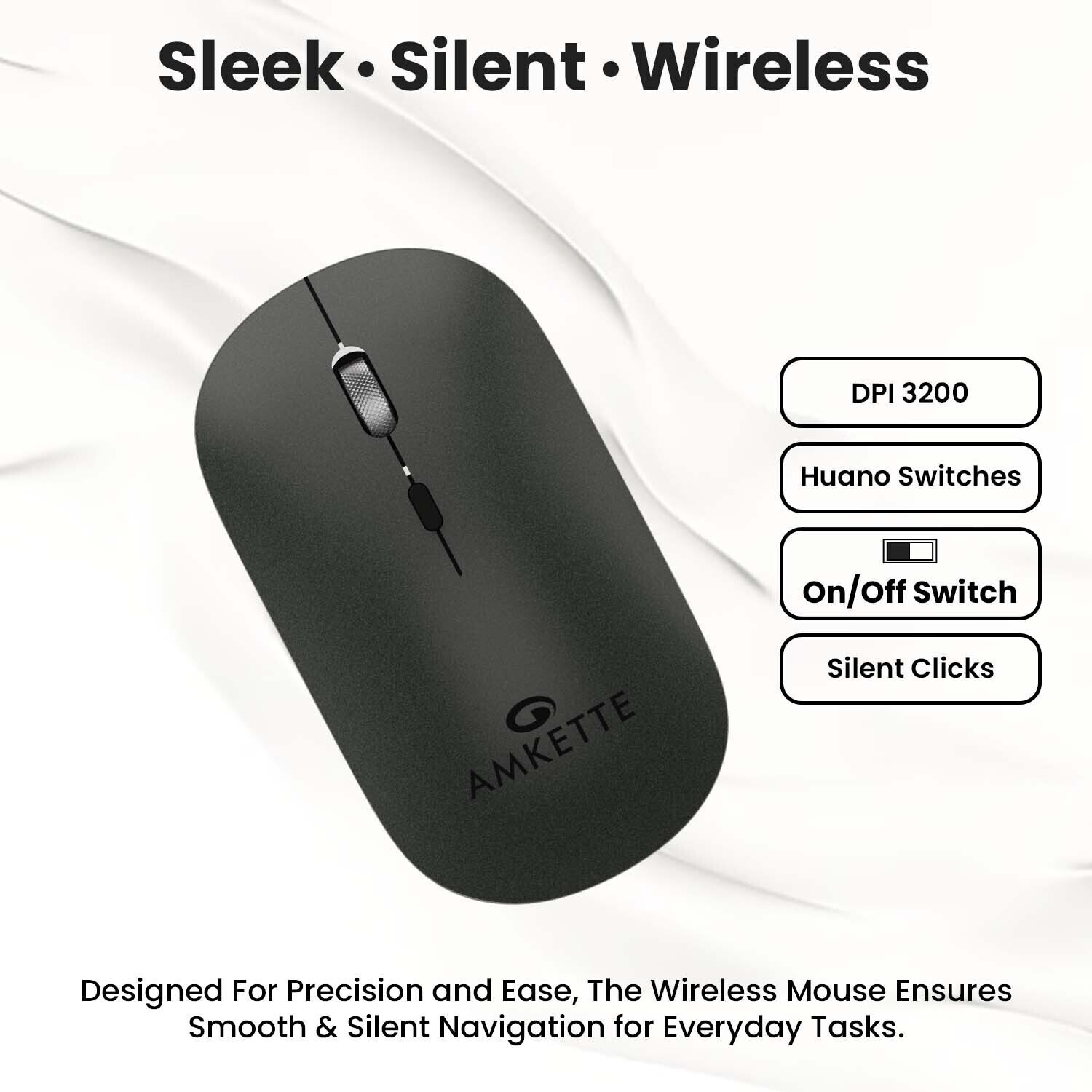Image of AMKETTE Wi-Key Max Rechargeable Wireless Keyboard and Mouse PS2 Standard Desktop Keyboard Compatible with Desktop, Laptop, Mac, iPad