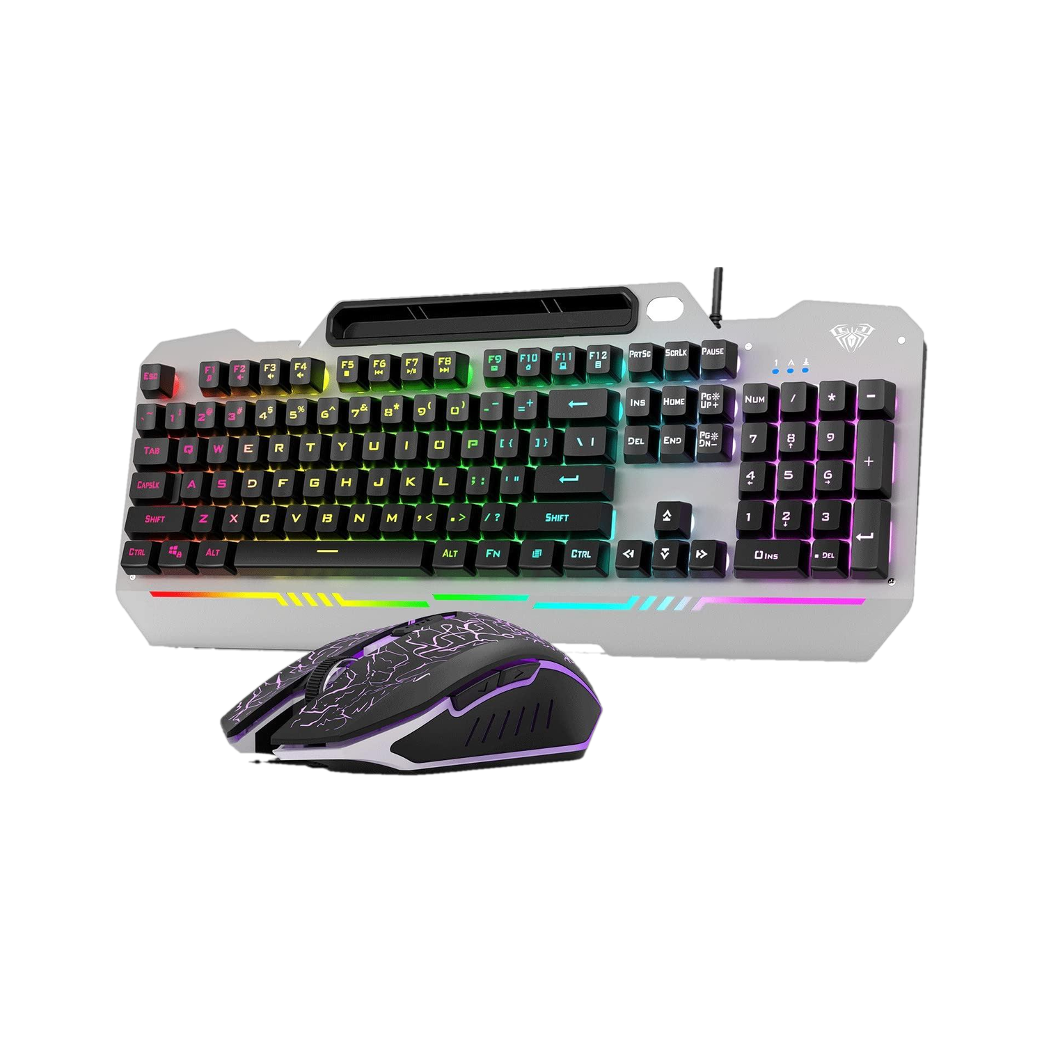 Aula T102 Wired USB Standard Gaming Keyboard Compatible with Desktop, Laptop, Mac T102 Gaming RGB backlit Keyboard with 7200 DPI, 6 buttons Gaming Mou