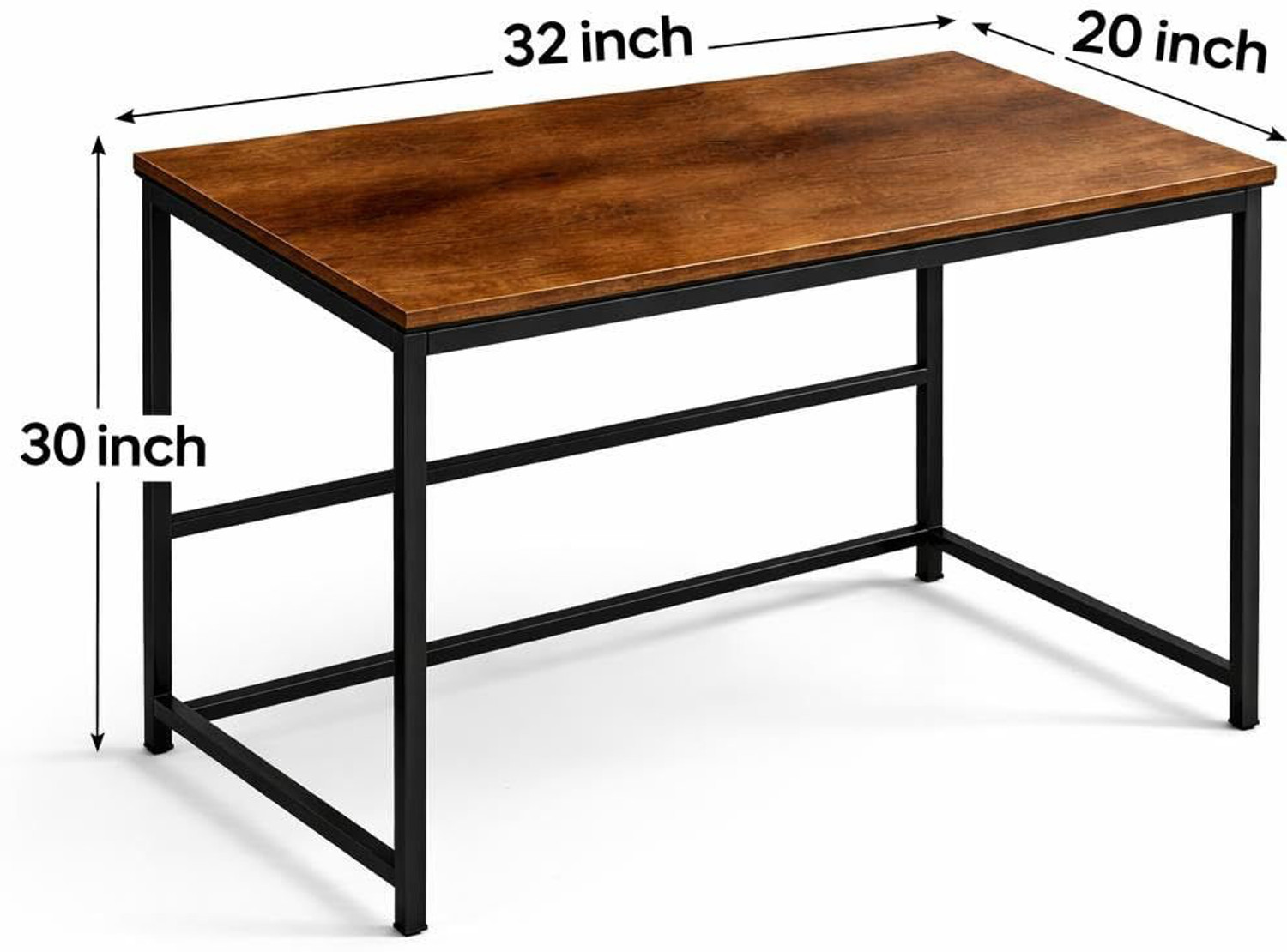 Image of Dumos Computer Desk with Metal Frame | Study & Office Table for Home, [Black] Engineered Wood Computer Desk