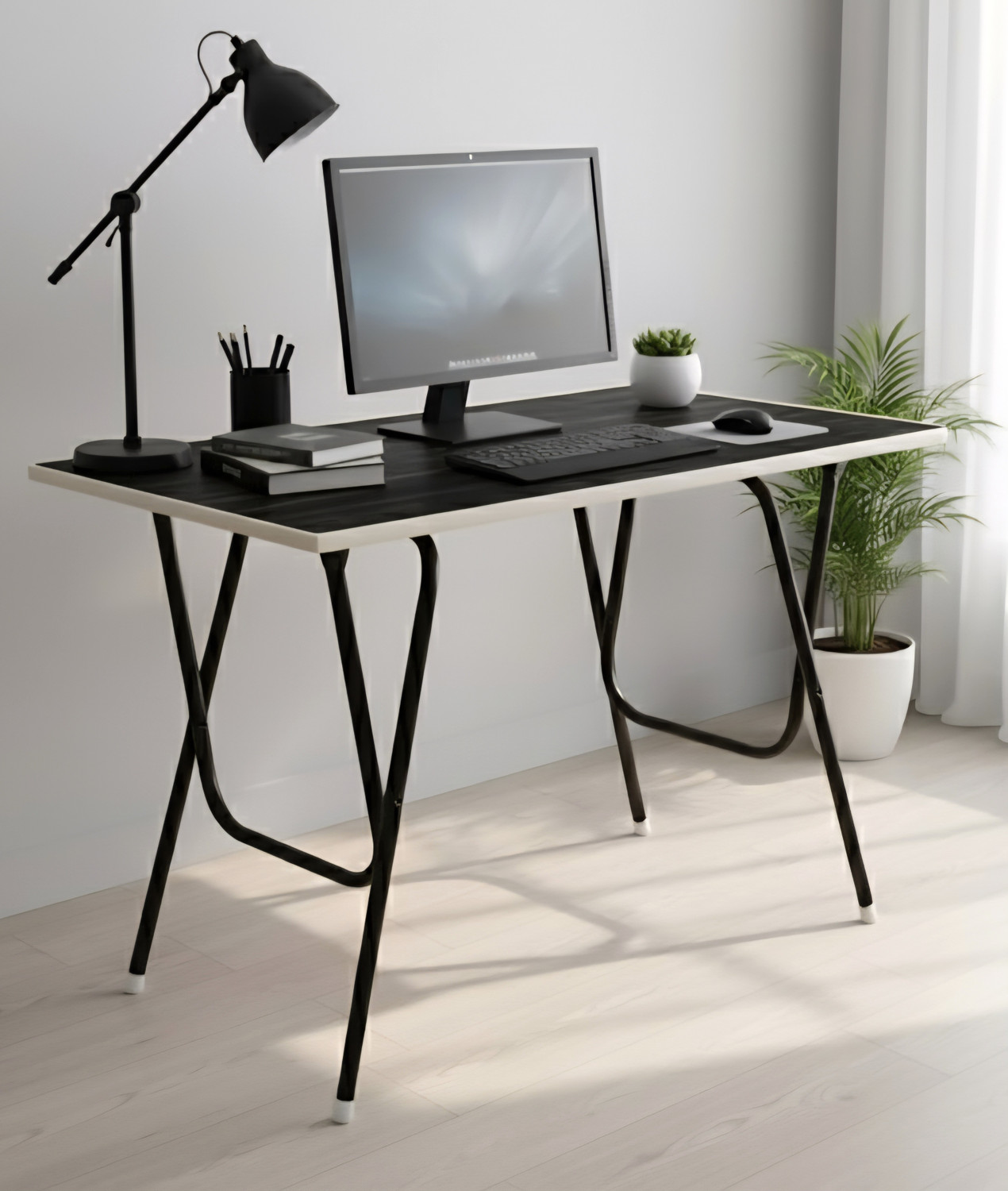Image of EuroQon Workstation Foldable Engineered Wood Computer Desk