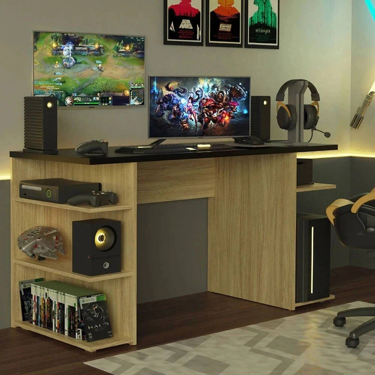 Madesa Gaming Engineered Wood Computer Desk (Straight, Finish Col