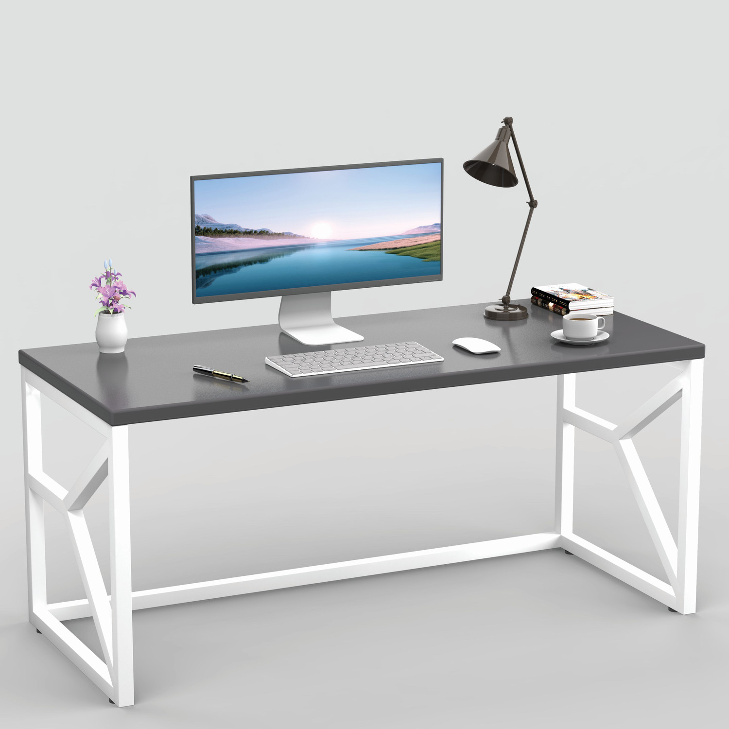 Image of HoneyTouch Metal & Wood Computer Table Engineered Wood Computer Desk