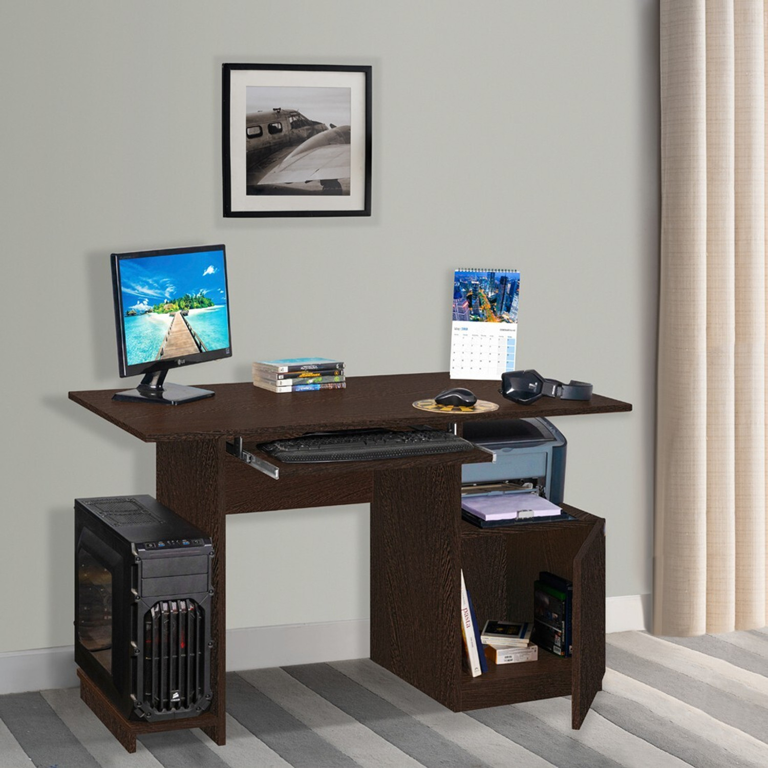 Image of Flipkart Perfect Homes Studio Glide Engineered Wood Computer Desk