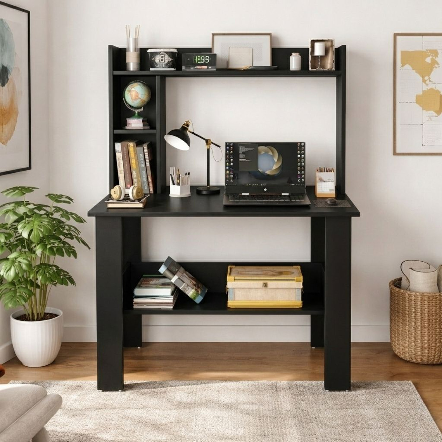 Image of Flipkart Perfect Homes Portable Workstation Computer Desk with Storage, For Office, Home Engineered Wood Computer Desk
