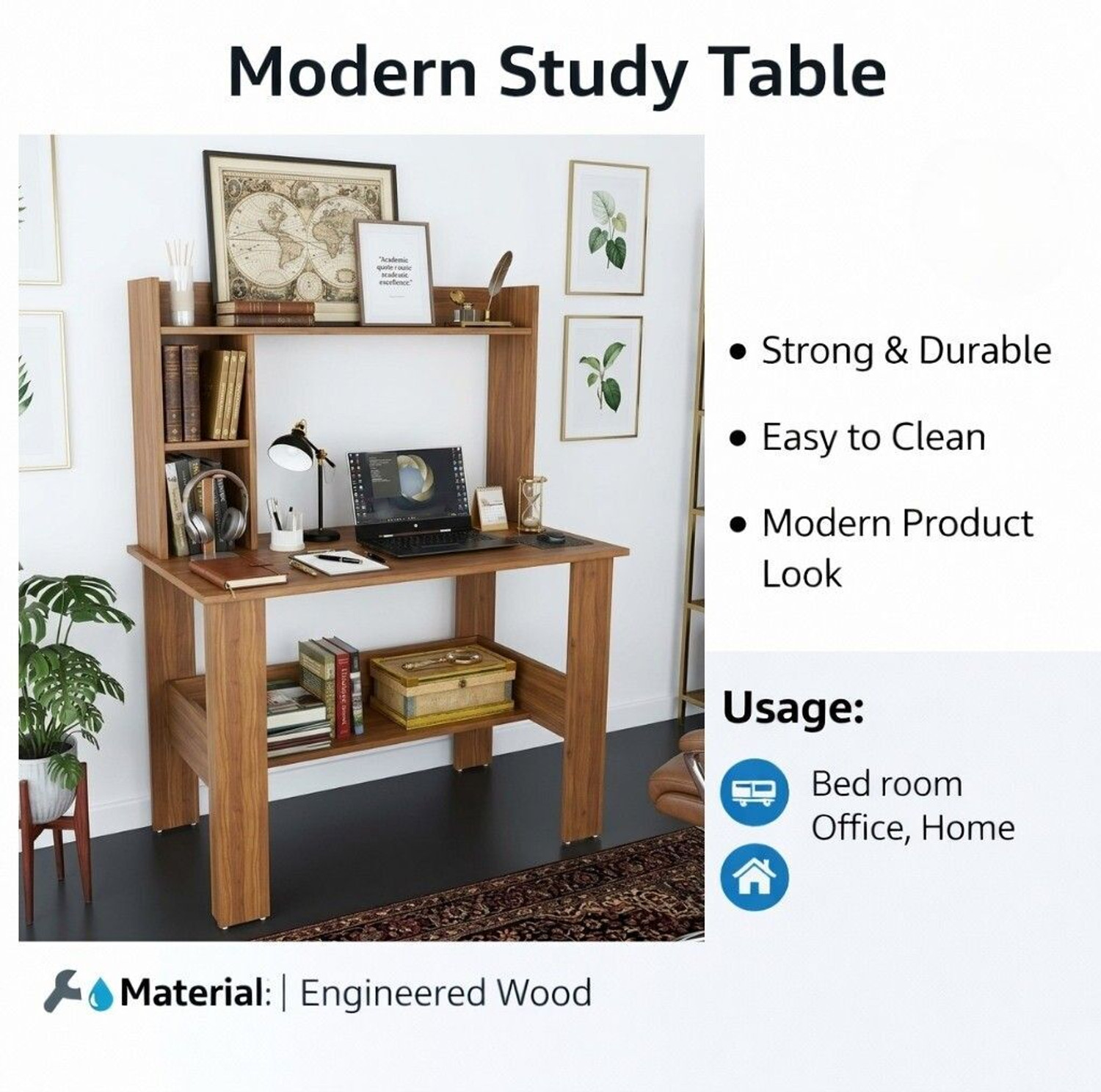 Image of Flipkart Perfect Homes Portable Workstation Computer Desk with Storage, For Office, Home Engineered Wood Computer Desk