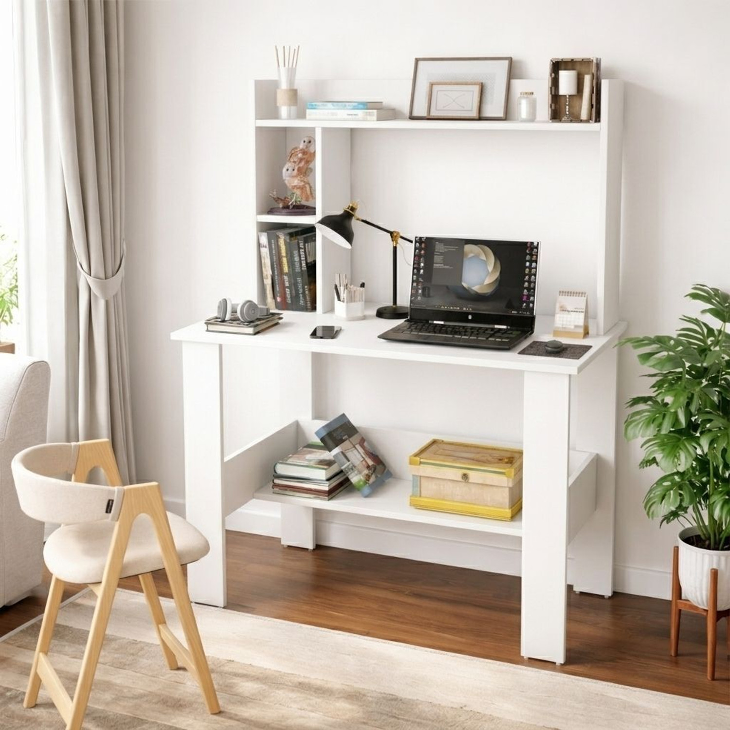 Image of Spyder Home Decore Portable Workstation Computer Desk with Storage, For Office, Home Engineered Wood Computer Desk