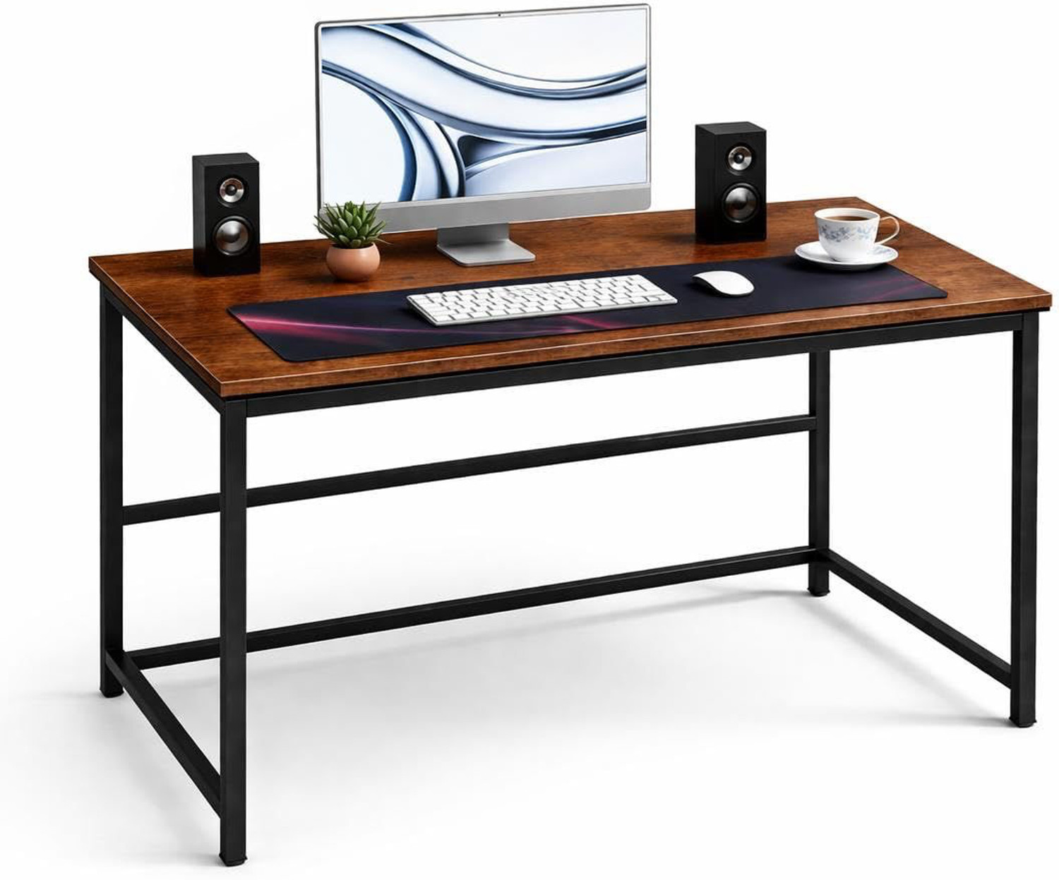Image of Dumos Computer Desk with Metal Frame | Study & Office Table for Home, [Black] Engineered Wood Computer Desk