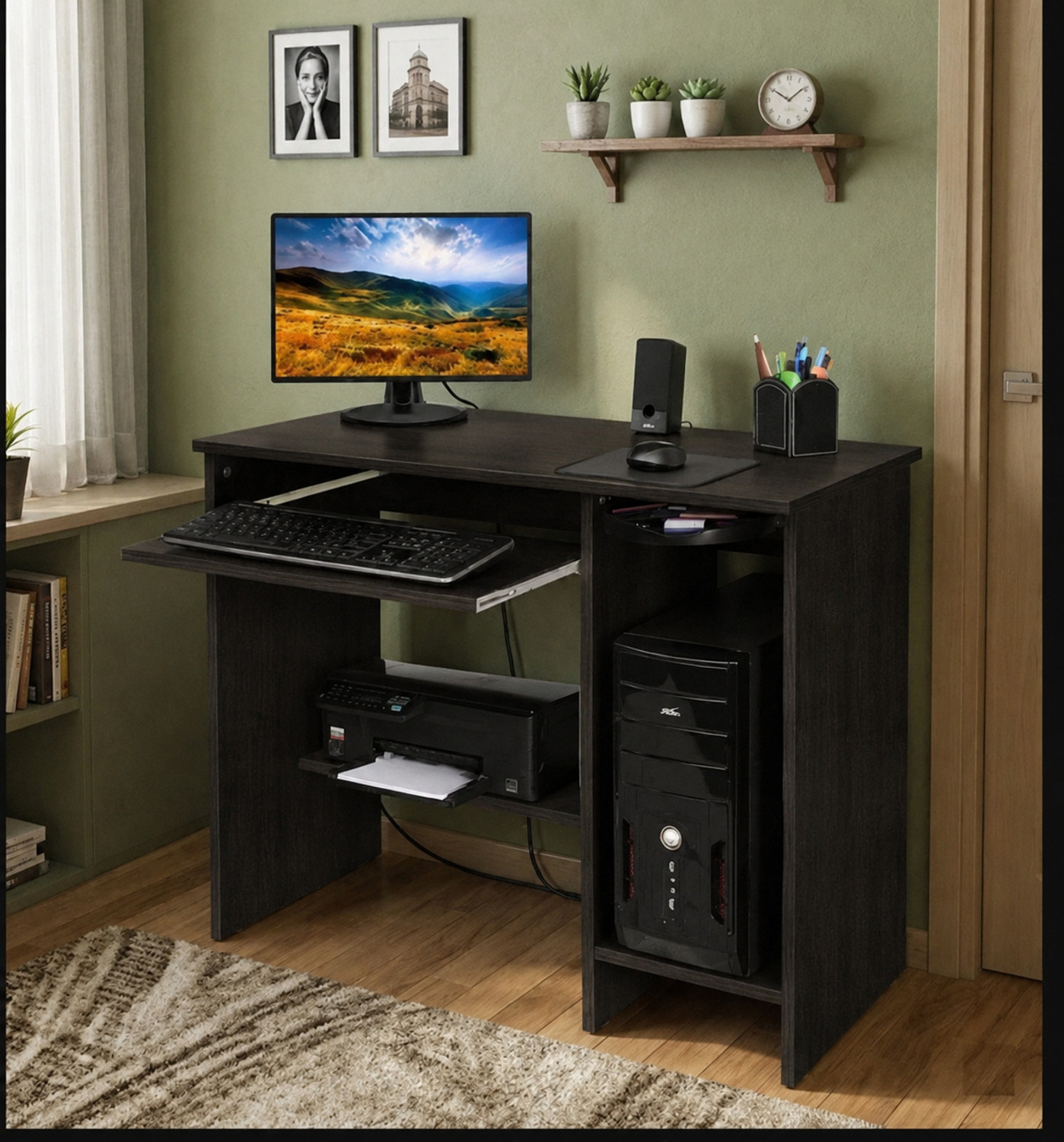 Image of Floresta Wud Engineer Wood Study Table | Wooden Computer Desk | Office Table | Study Table | Engineered Wood Computer Desk