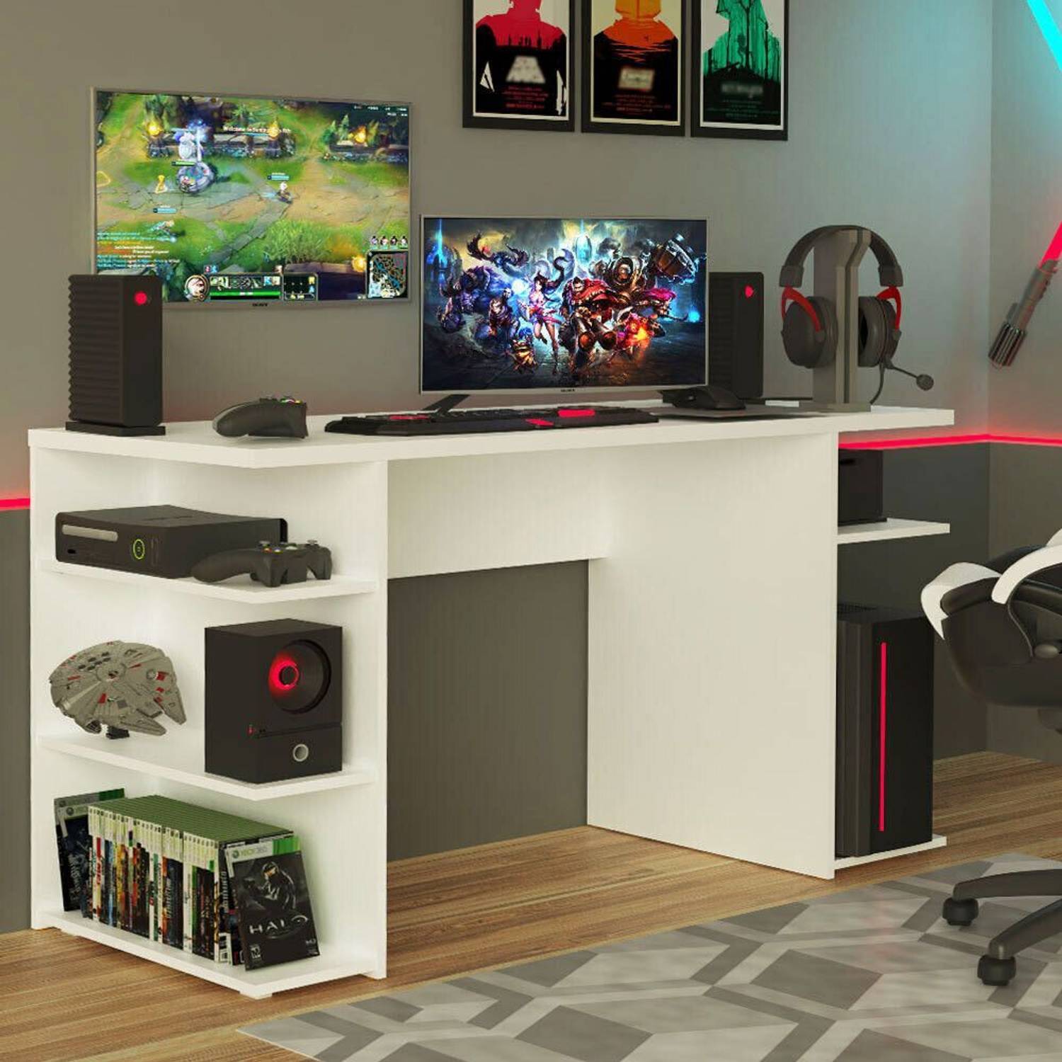 Madesa Gaming Engineered Wood Computer Desk (Straight, Finish Col