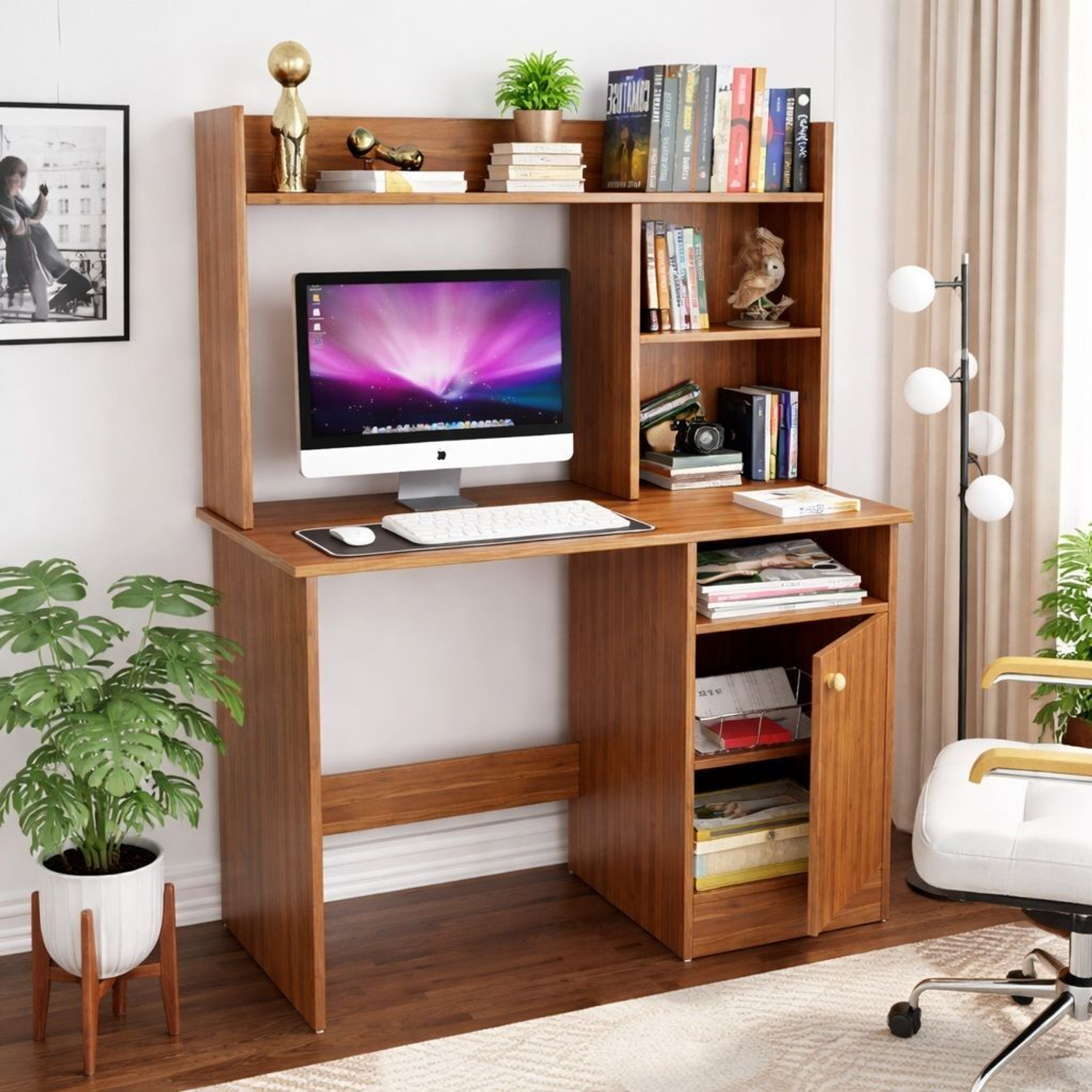 Image of Flipkart Perfect Homes Portable Workstation Computer Desk with Storage, For Office, Home Engineered Wood Computer Desk
