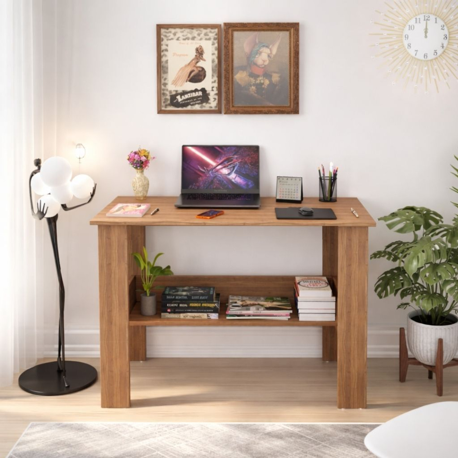 Image of Spyder Home Decore Portable Workstation Computer Desk with Storage, For Office, Home Engineered Wood Computer Desk