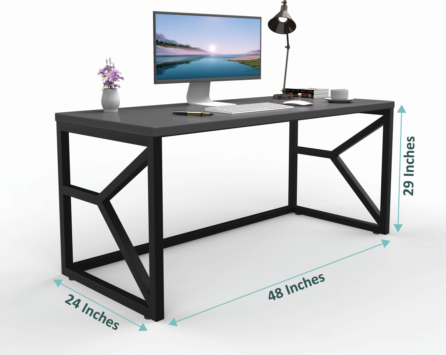 Image of HoneyTouch Metal & Wood Computer Table Engineered Wood Computer Desk