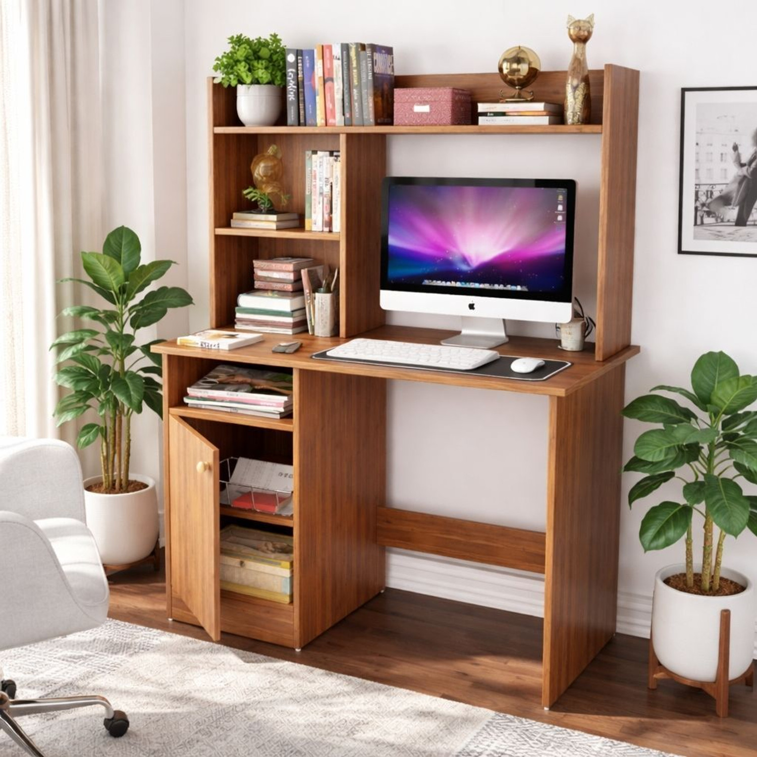 Image of Flipkart Perfect Homes Portable Workstation Computer Desk with Storage, For Office, Home Engineered Wood Computer Desk