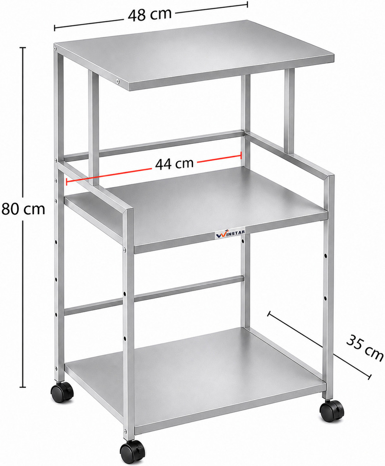 Image of Winstar 3-Tier Printer Stand, Solid & Sturdy, Modern Look, Space Saving | Metal Computer Desk