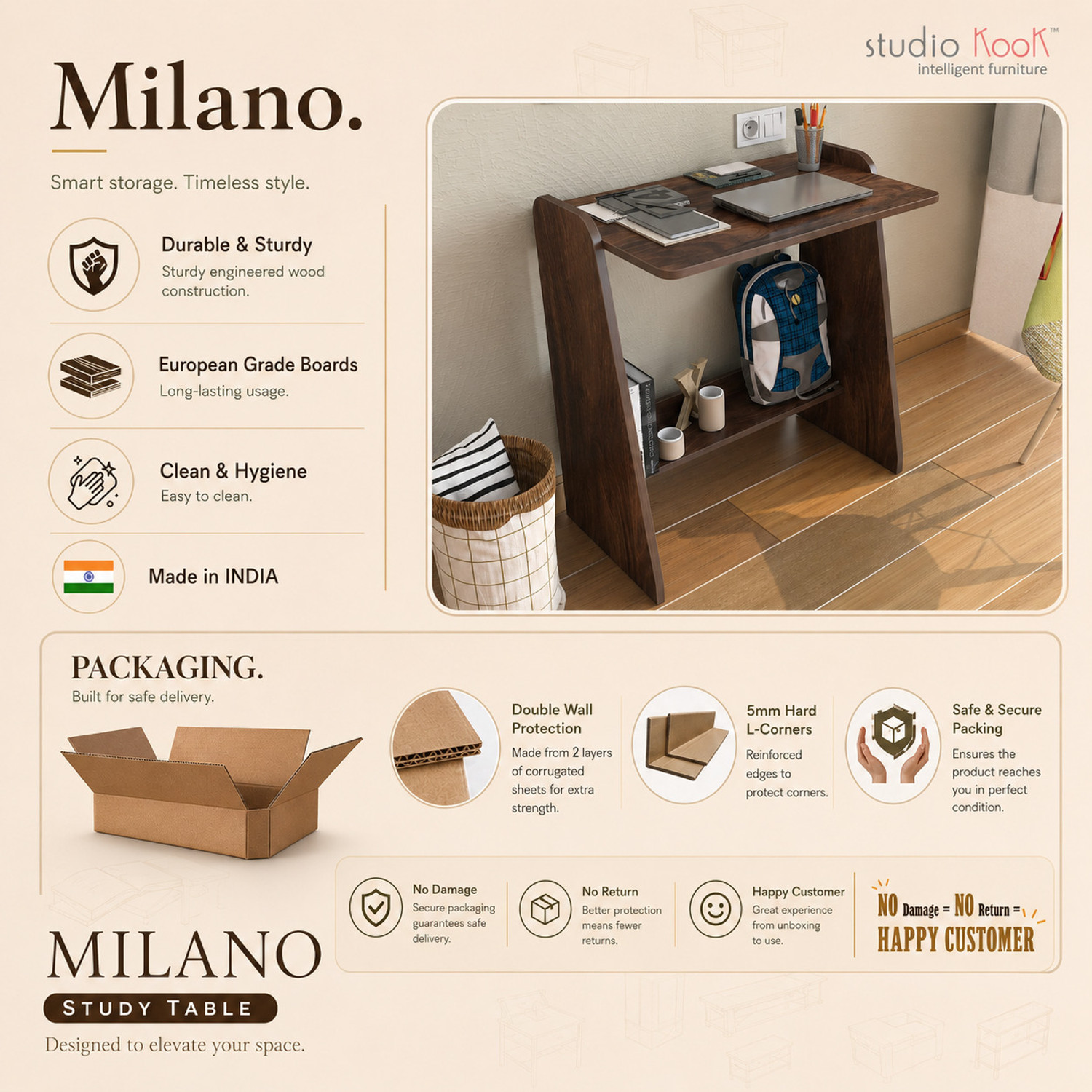 Image of Studio Kook Milano Engineered Wood Computer Desk