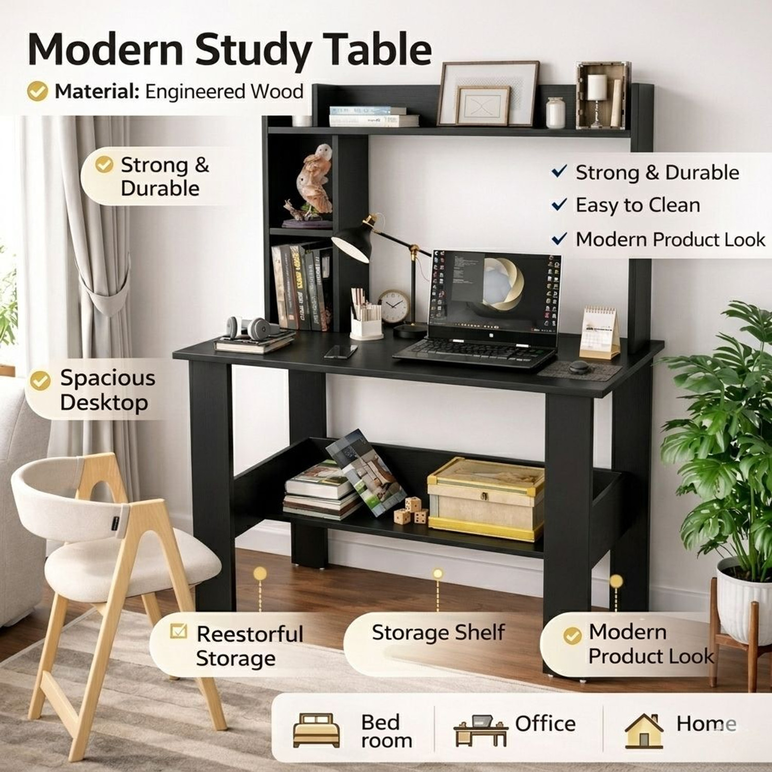 Image of Flipkart Perfect Homes Portable Workstation Computer Desk with Storage, For Office, Home Engineered Wood Computer Desk