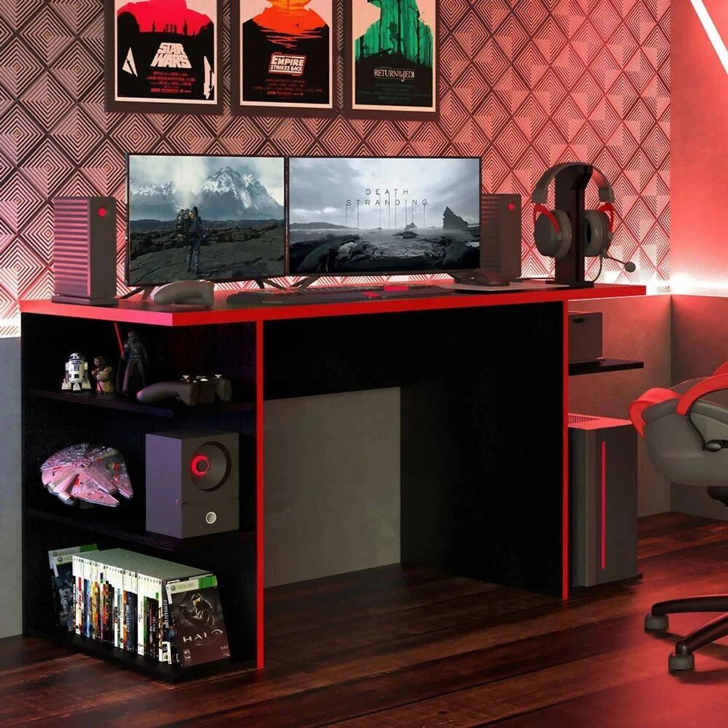 Madesa Gaming Engineered Wood Computer Desk (Straight, Finish Col