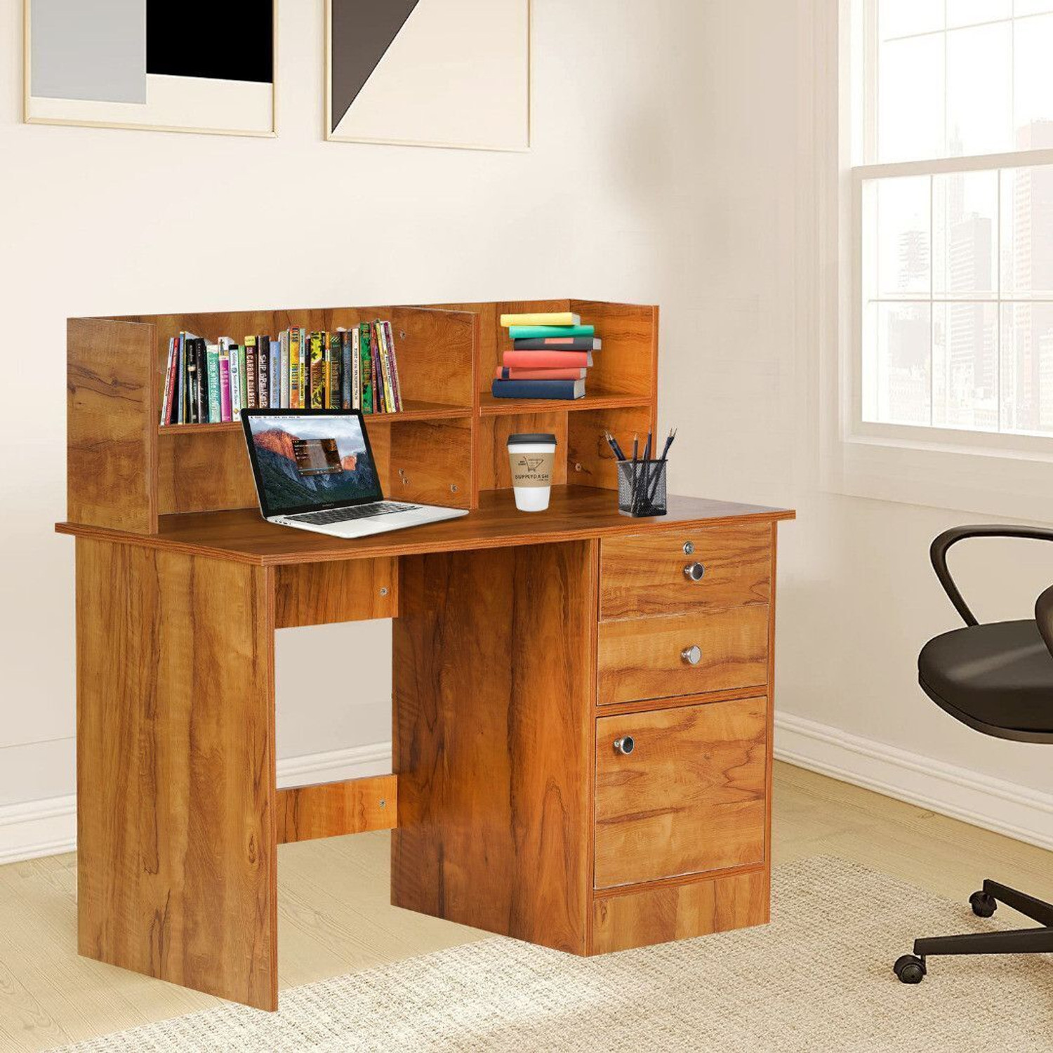 Image of Nityam Interio Premium Quality Computer Table With Drawer for Storage Engineered Wood Computer Desk