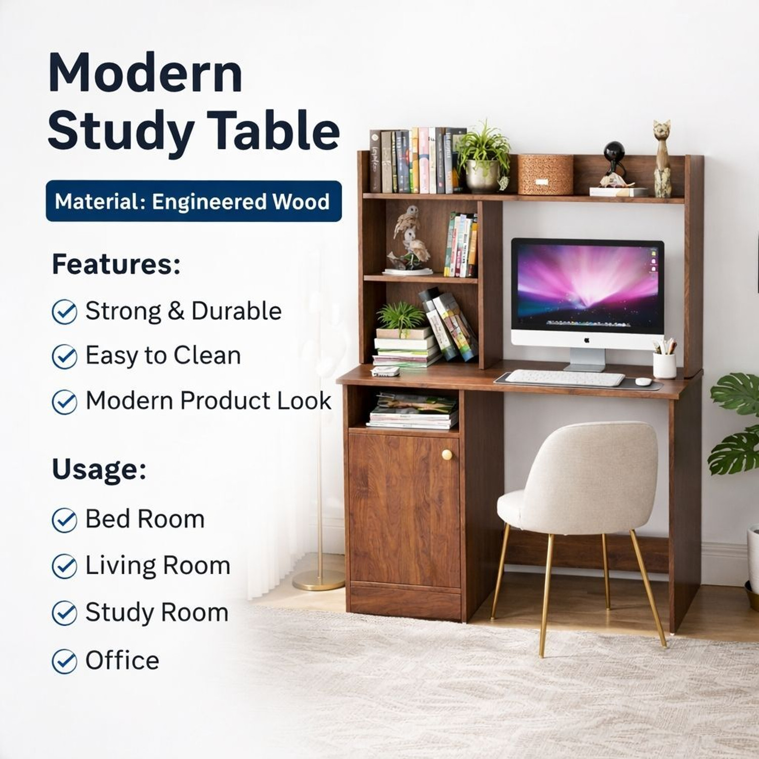 Image of Flipkart Perfect Homes Portable Workstation Computer Desk with Storage, For Office, Home Engineered Wood Computer Desk