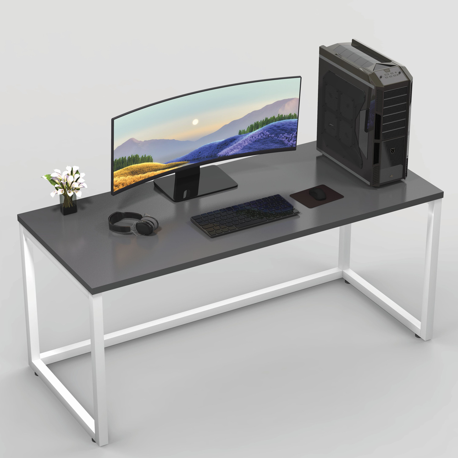 Image of HoneyTouch Lizon Metal & Wood Computer Table Engineered Wood Computer Desk