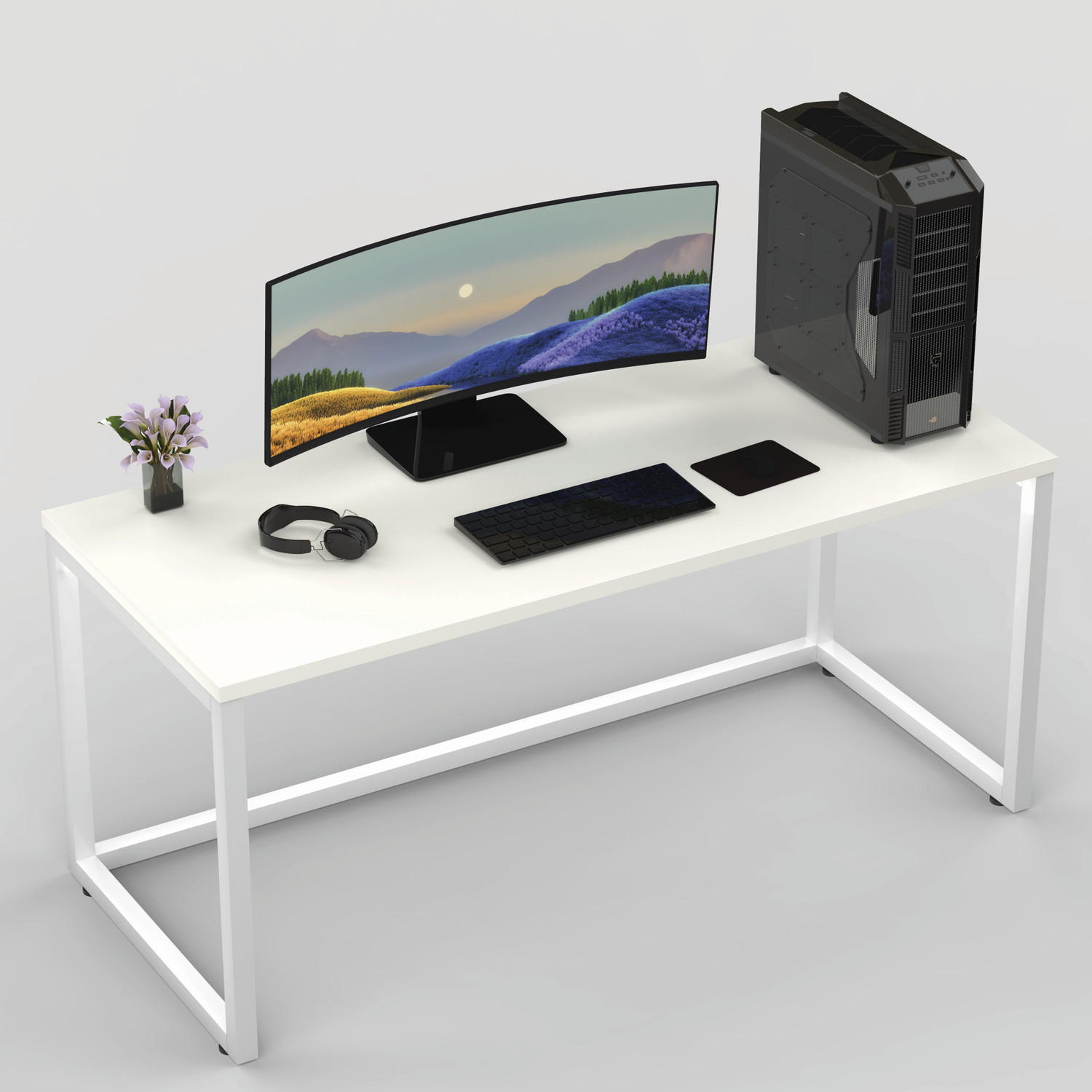 Image of HoneyTouch Lizon Metal & Wood Computer Table Engineered Wood Computer Desk